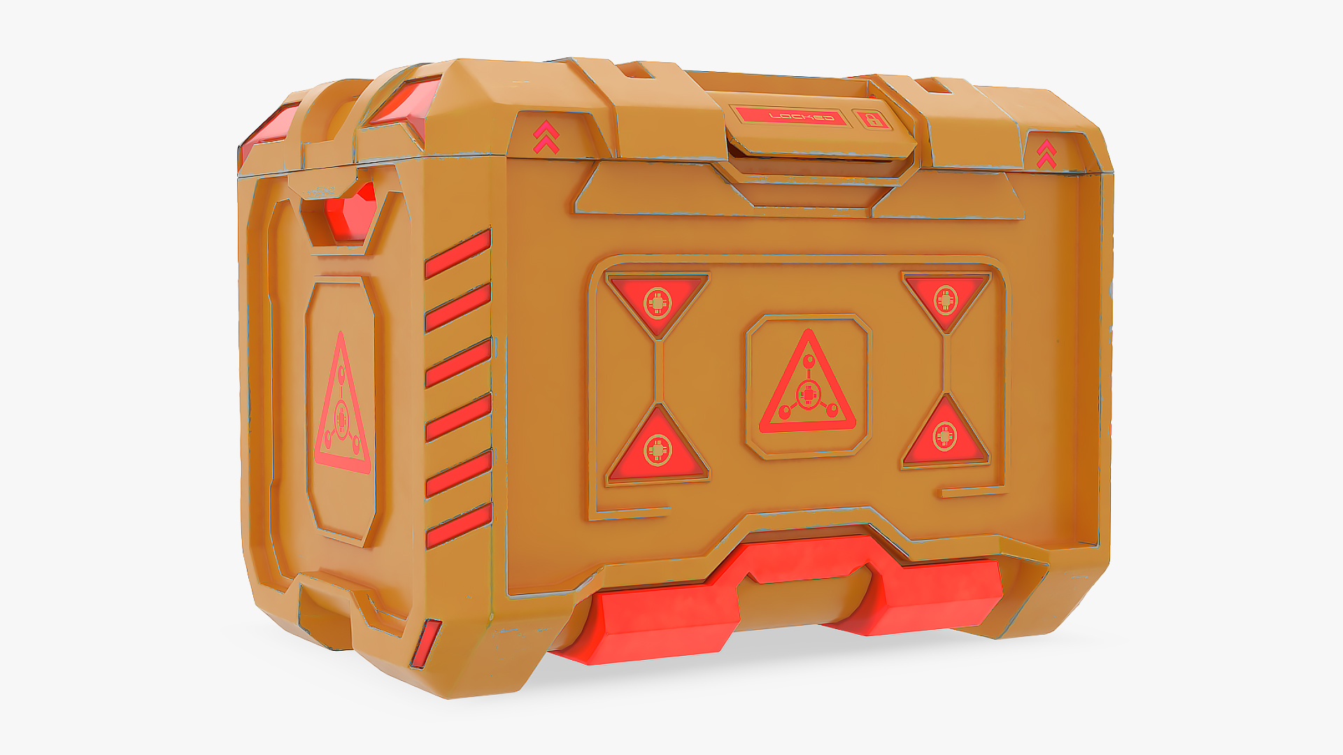 Sci-Fi Storage Crate Orange Locked 3D model