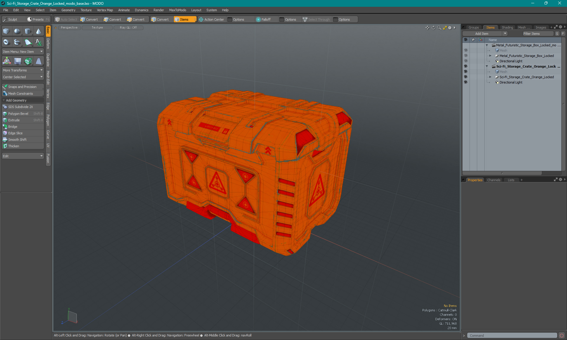 Sci-Fi Storage Crate Orange Locked 3D model