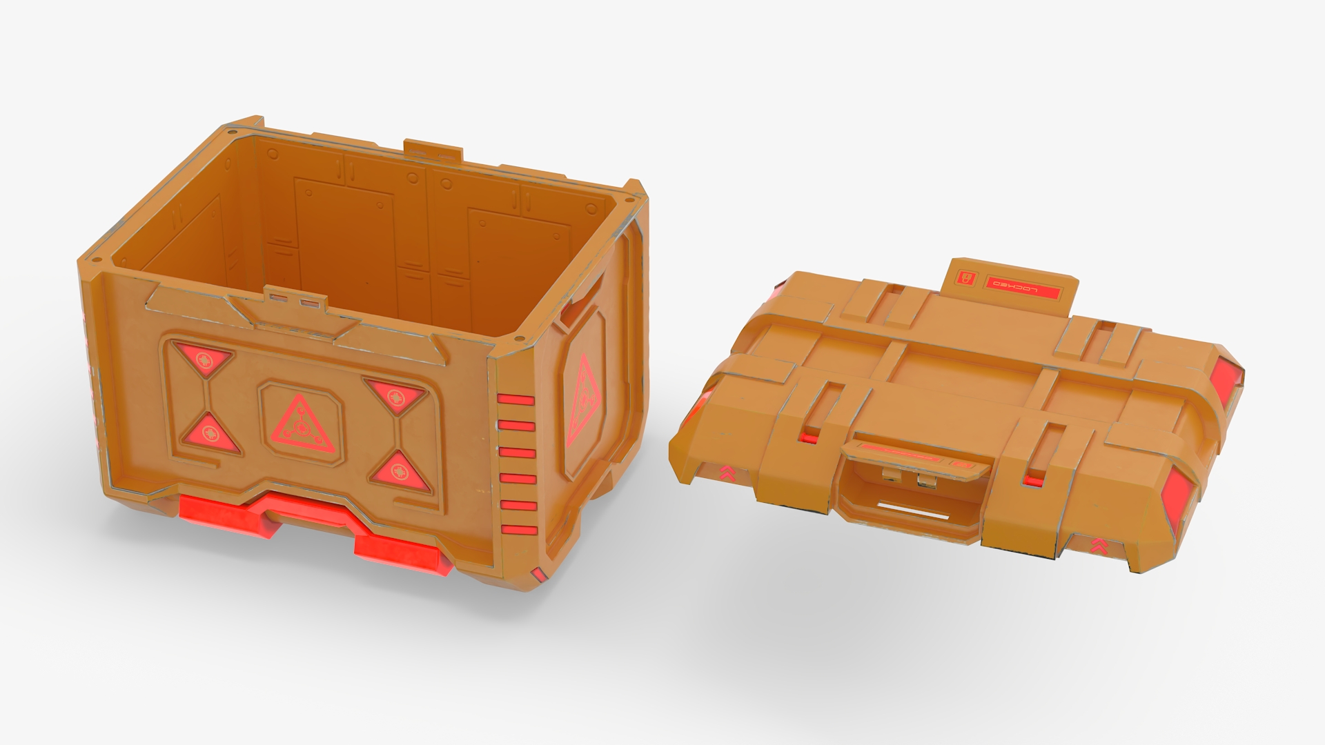 Sci-Fi Storage Crate Orange Locked 3D model