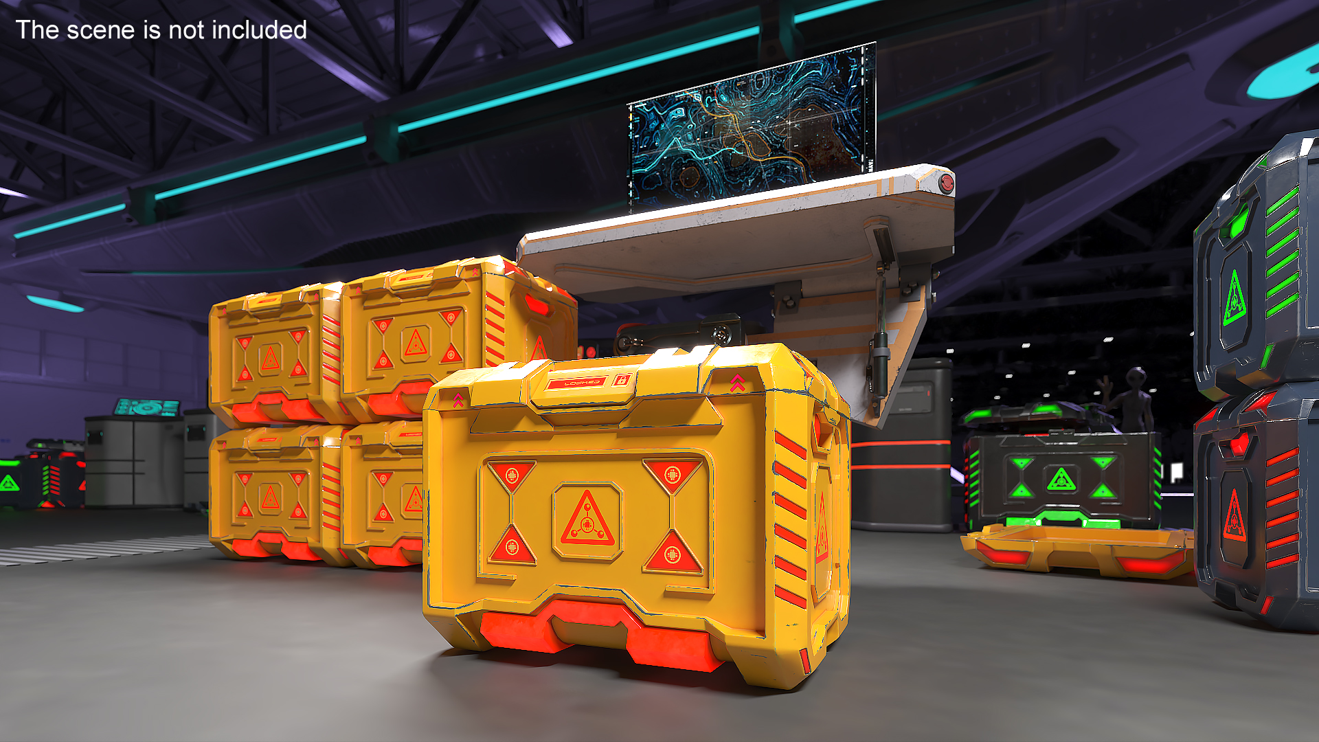 Sci-Fi Storage Crate Orange Locked 3D model