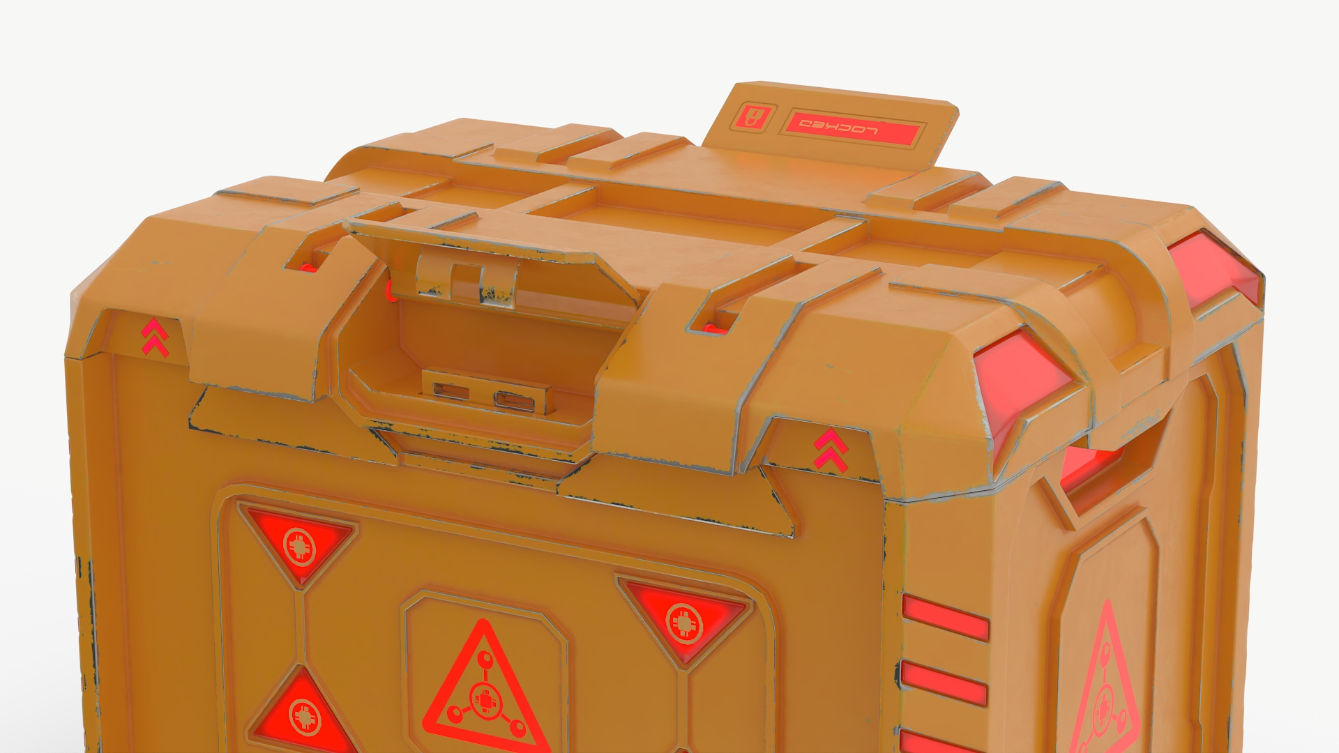 Sci-Fi Storage Crate Orange Locked 3D model