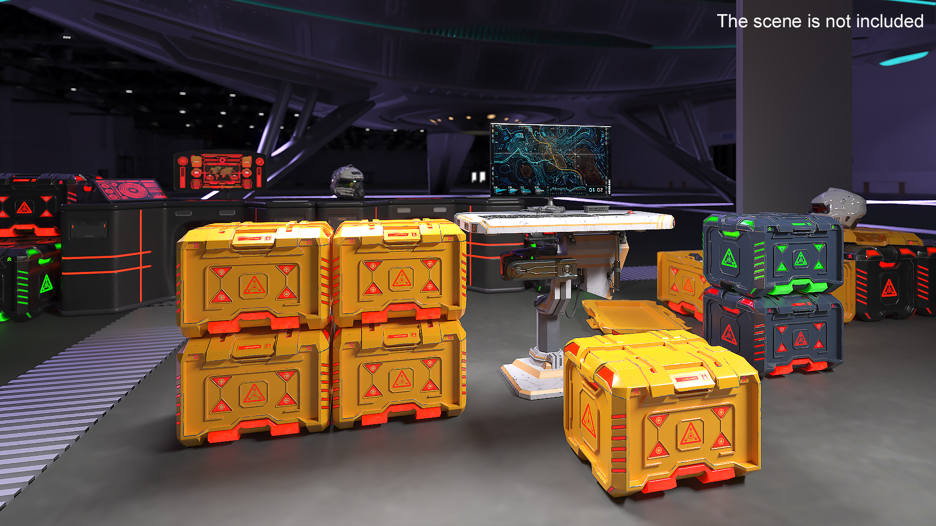 Sci-Fi Storage Crate Orange Locked 3D model