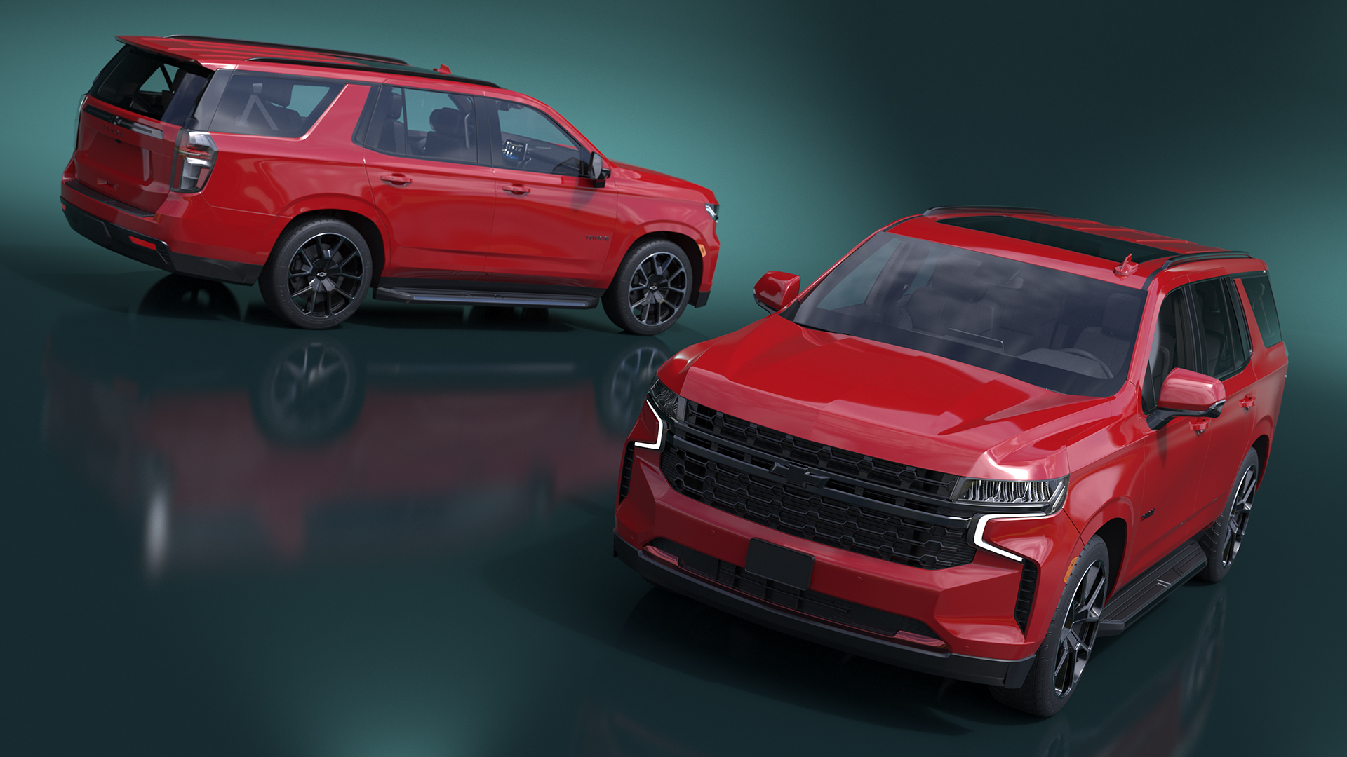 3D Red SUV Chevrolet Tahoe 2024 model