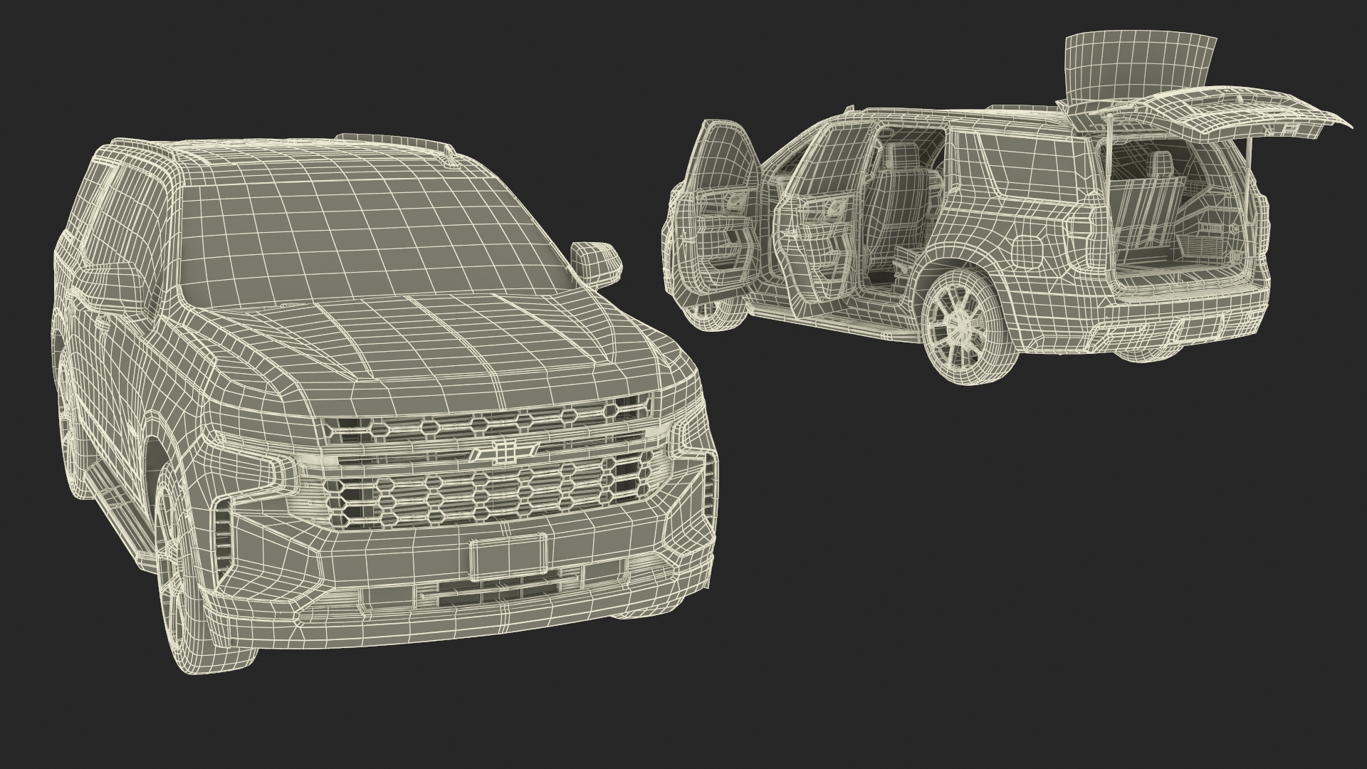 3D Red SUV Chevrolet Tahoe 2024 model