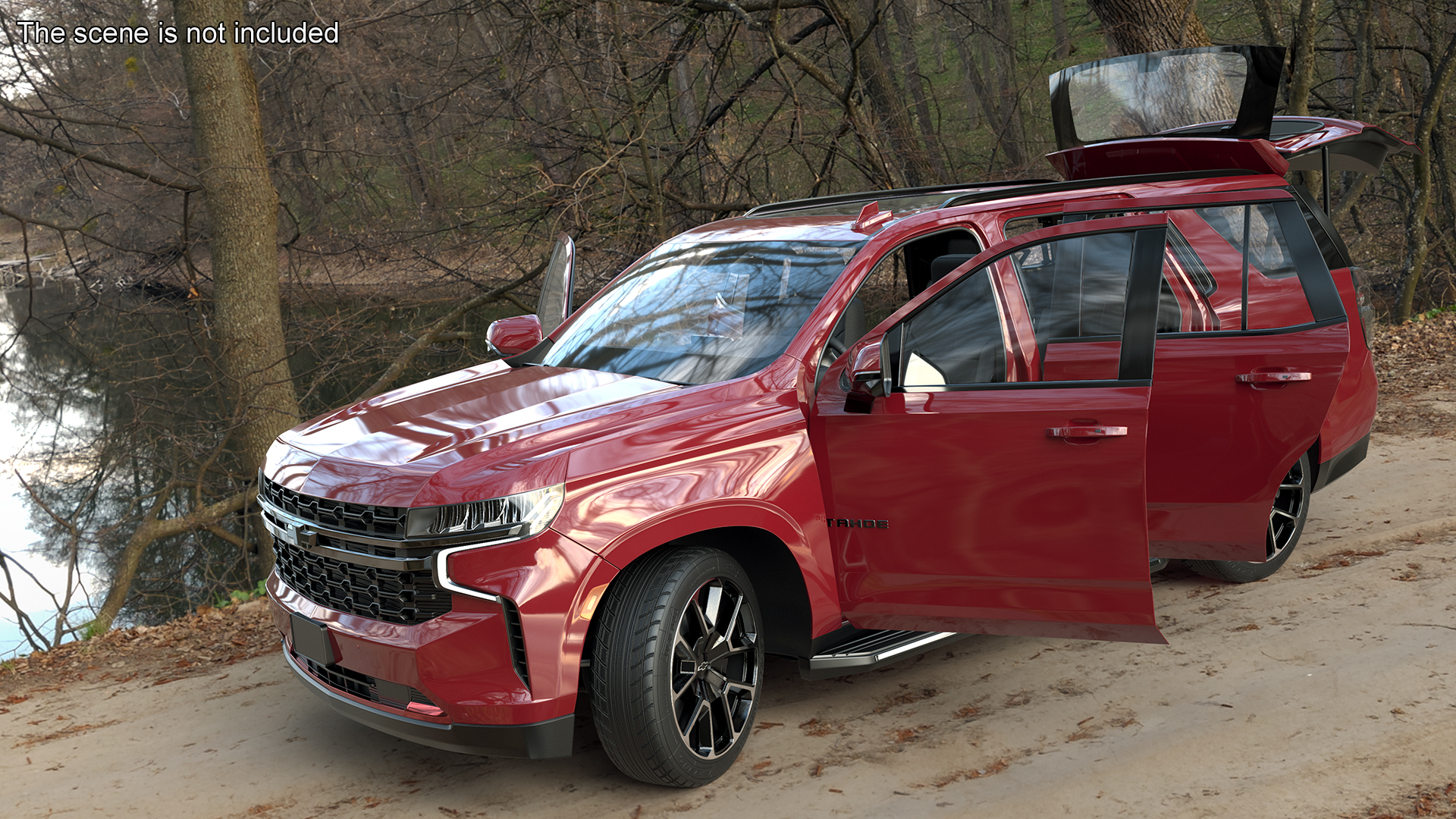 3D Red SUV Chevrolet Tahoe 2024 model