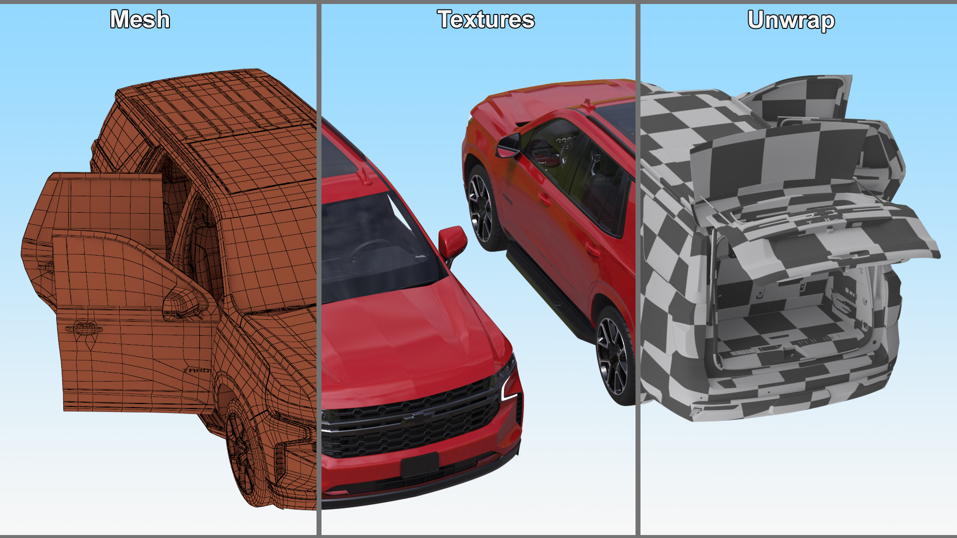 3D Red SUV Chevrolet Tahoe 2024 model