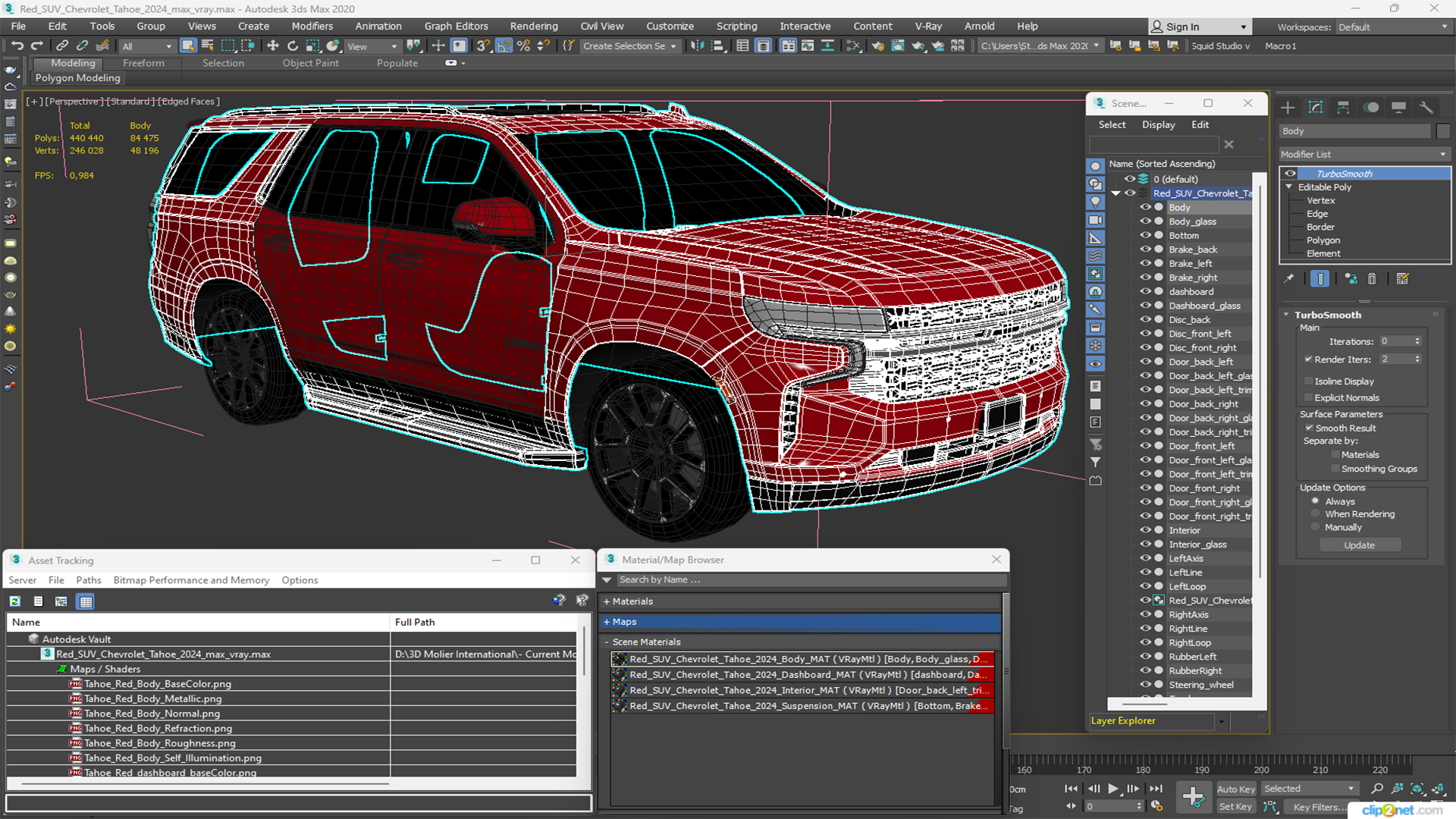 3D Red SUV Chevrolet Tahoe 2024 model