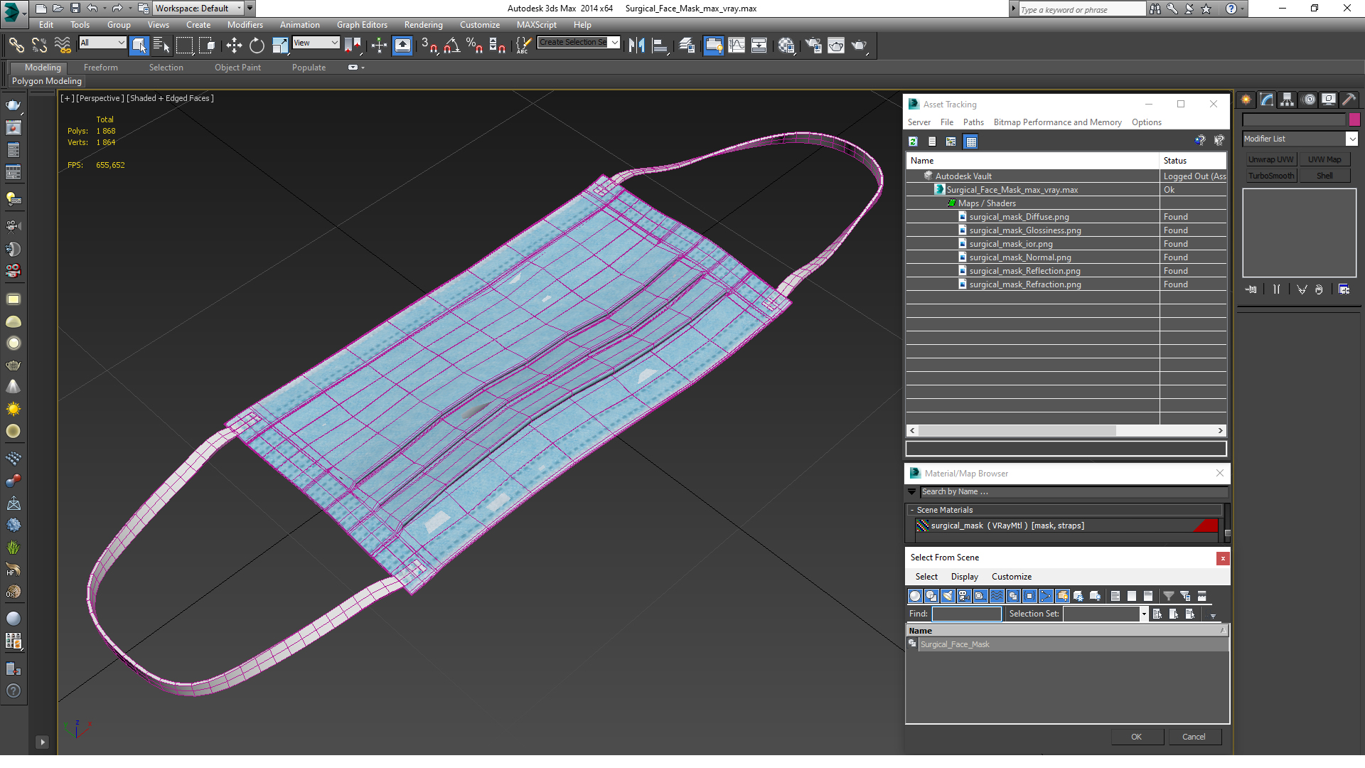 3D Surgical Face Mask model