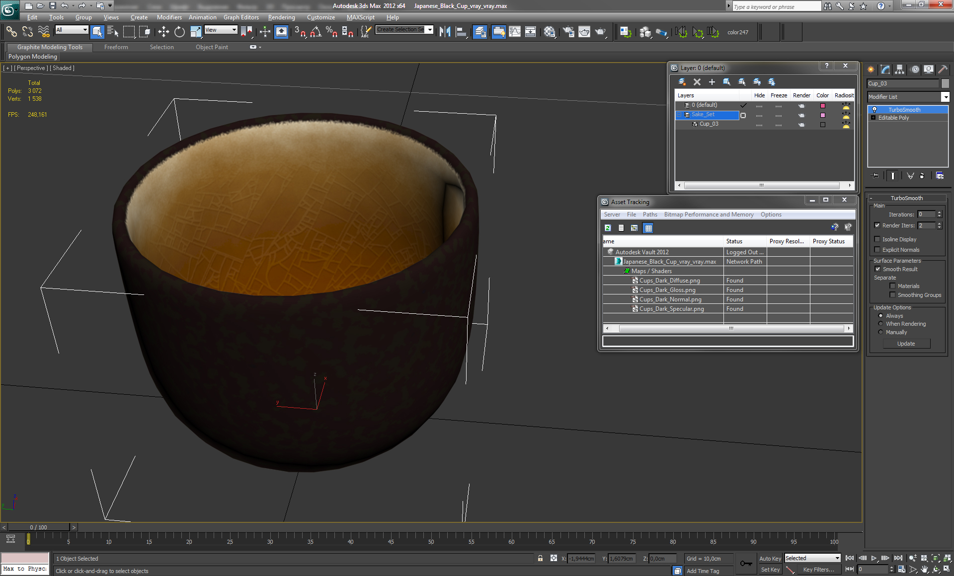 3D Japanese Black Cup model