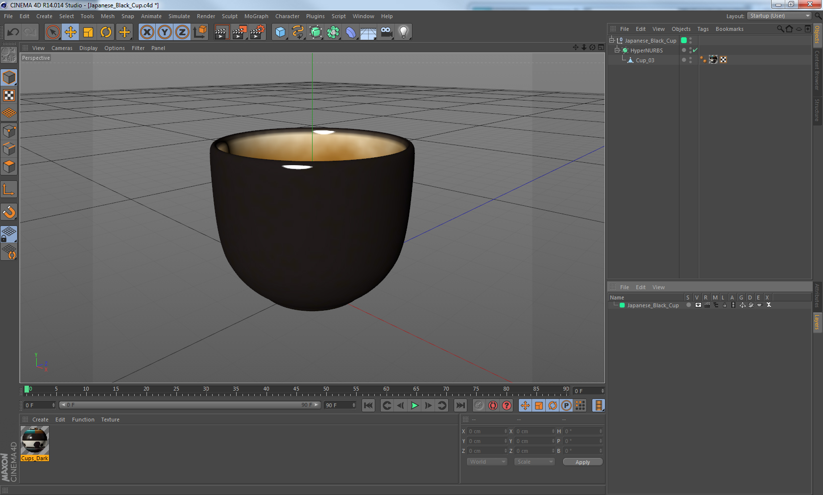 3D Japanese Black Cup model