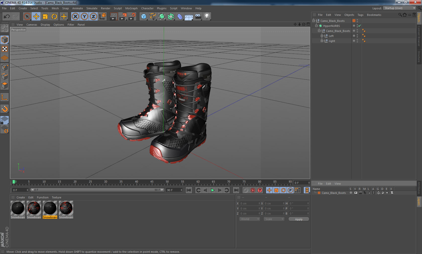 3D Camo Black Boots