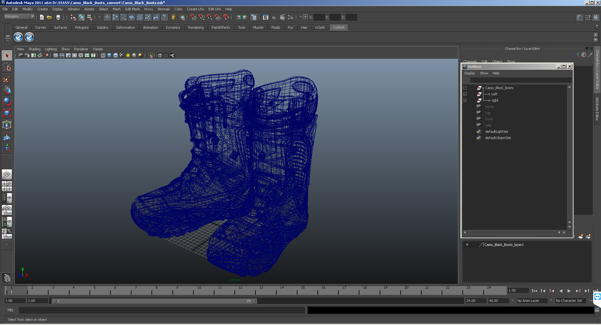 3D Camo Black Boots