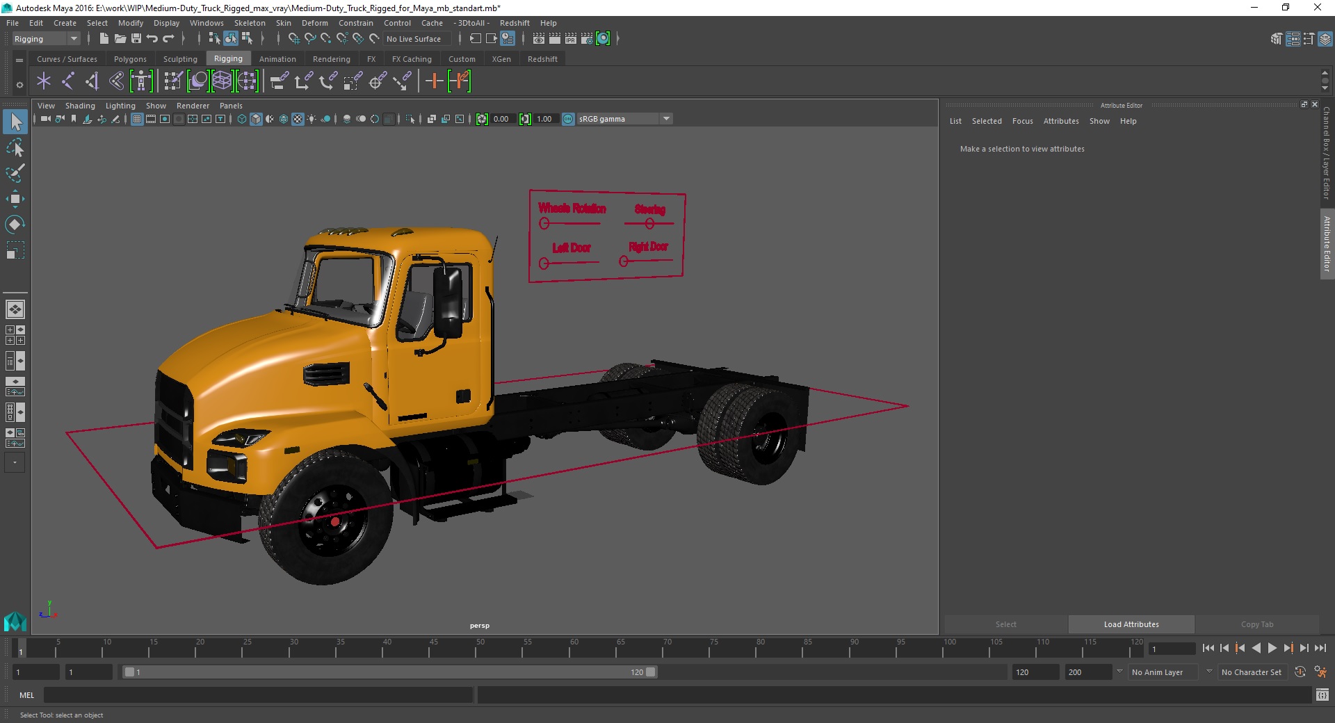 3D Medium-Duty Truck Rigged for Maya model