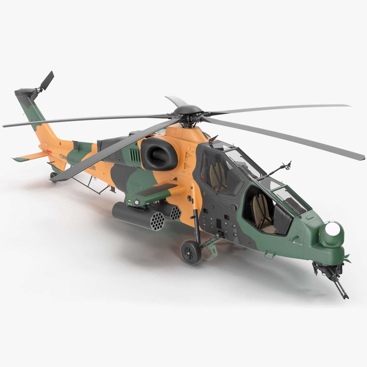 T129 ATAK Green Helicopter Rigged for Cinema 4D 3D