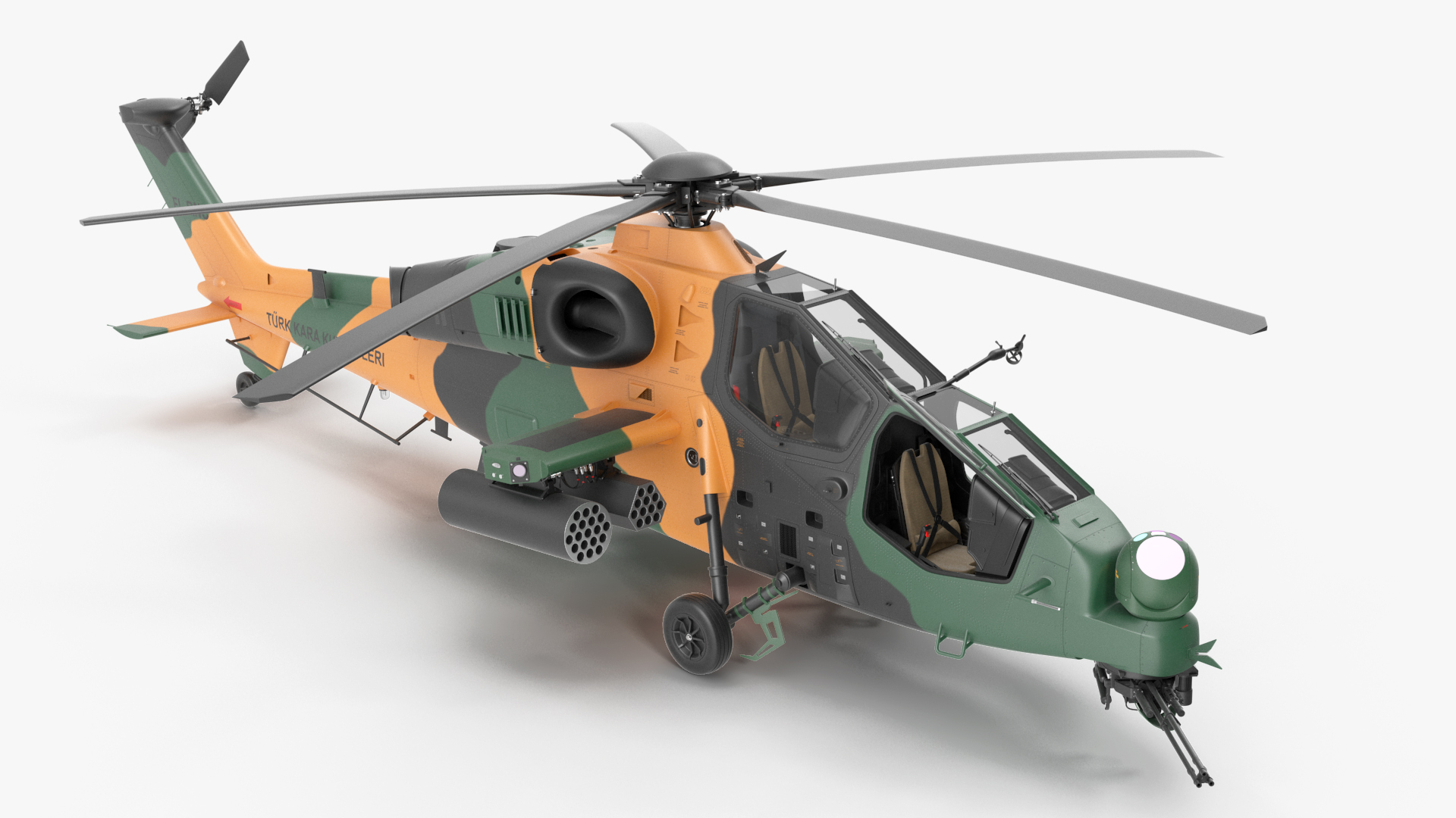 T129 ATAK Green Helicopter Rigged for Cinema 4D 3D