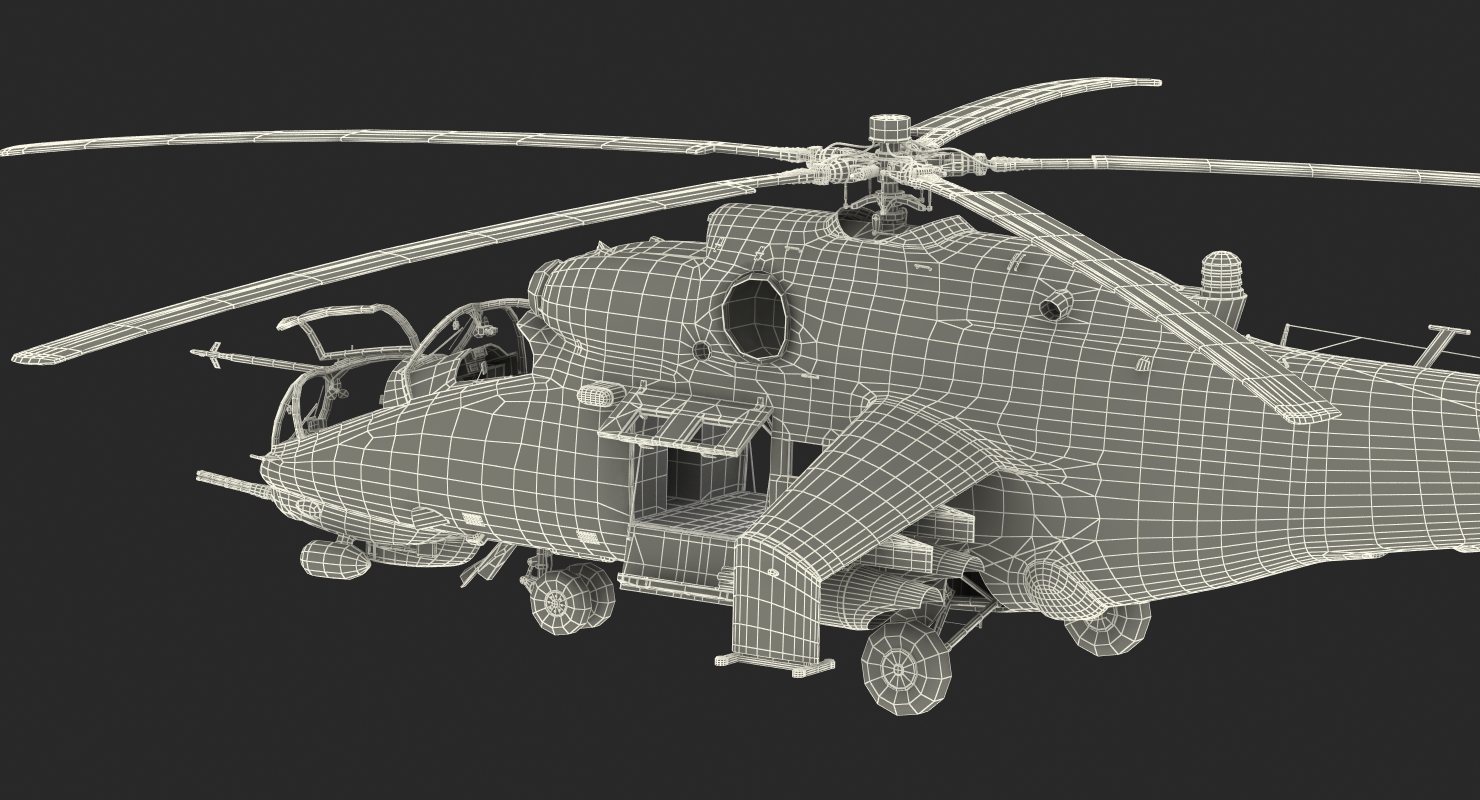 3D model Russian Attack Helicopter Mil Mi 24B Rigged 2