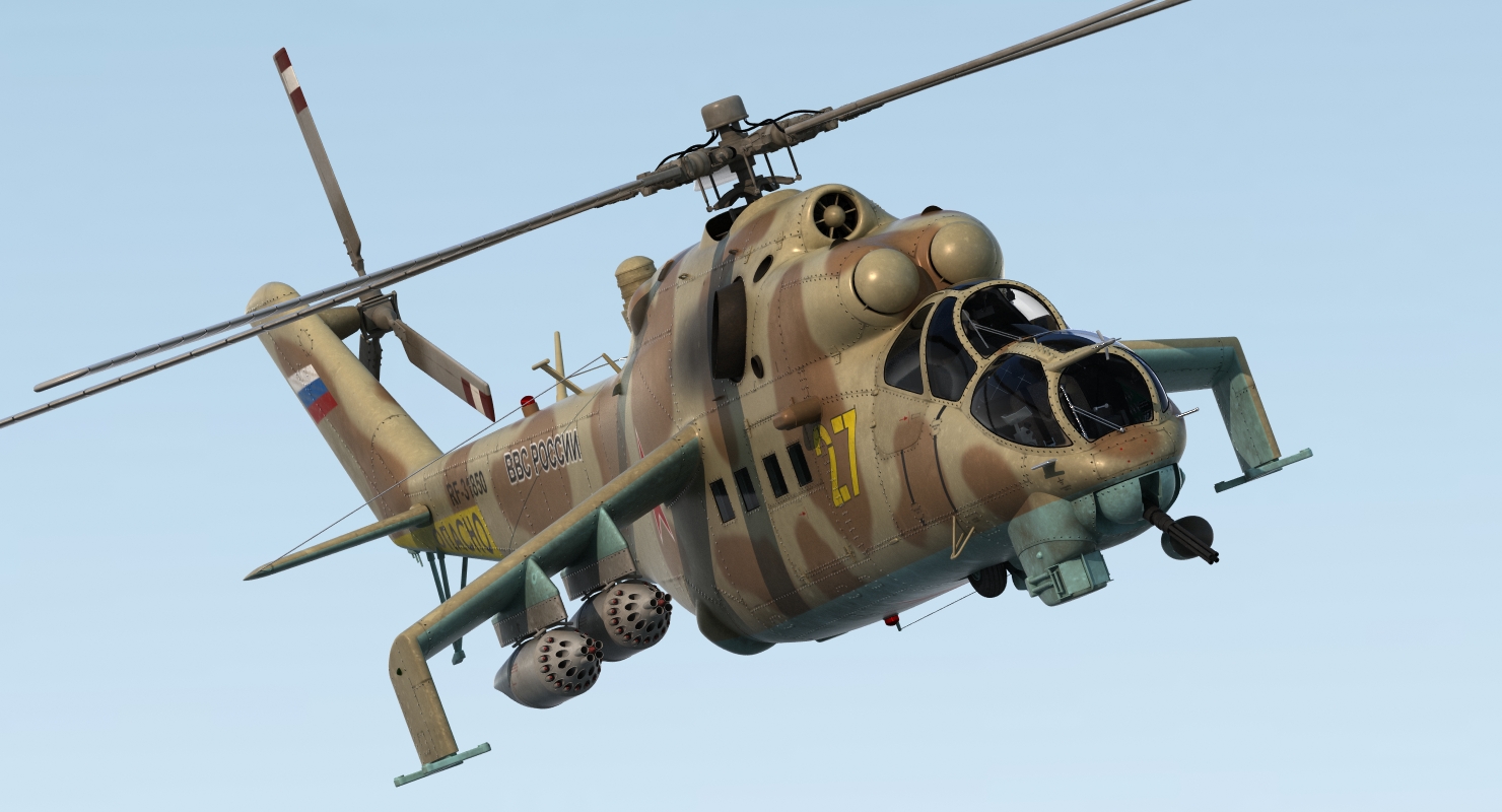 3D model Russian Attack Helicopter Mil Mi 24B Rigged 2