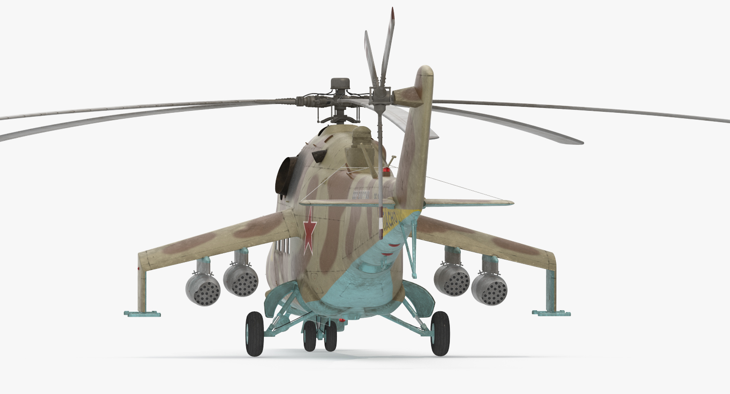 3D model Russian Attack Helicopter Mil Mi 24B Rigged 2