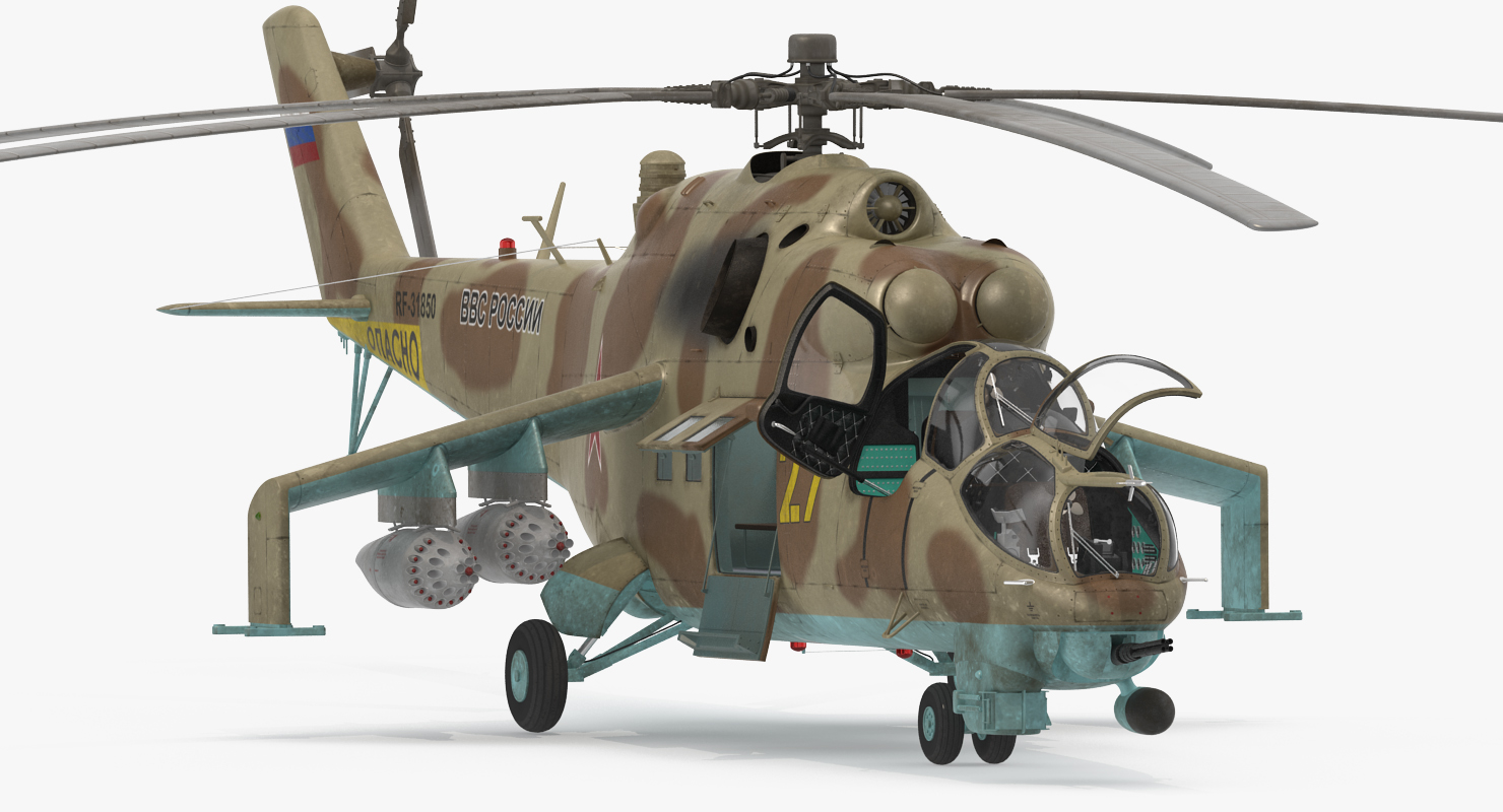 3D model Russian Attack Helicopter Mil Mi 24B Rigged 2