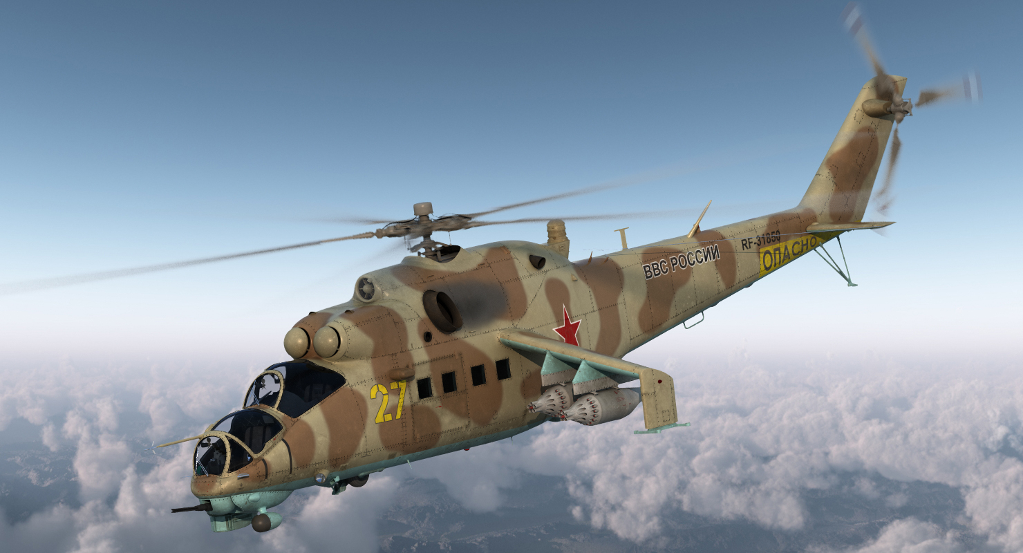 3D model Russian Attack Helicopter Mil Mi 24B Rigged 2