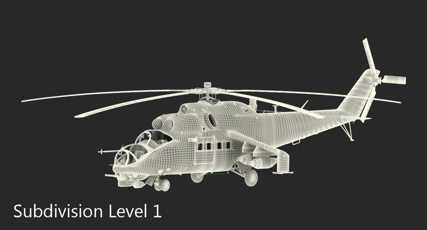 3D model Russian Attack Helicopter Mil Mi 24B Rigged 2