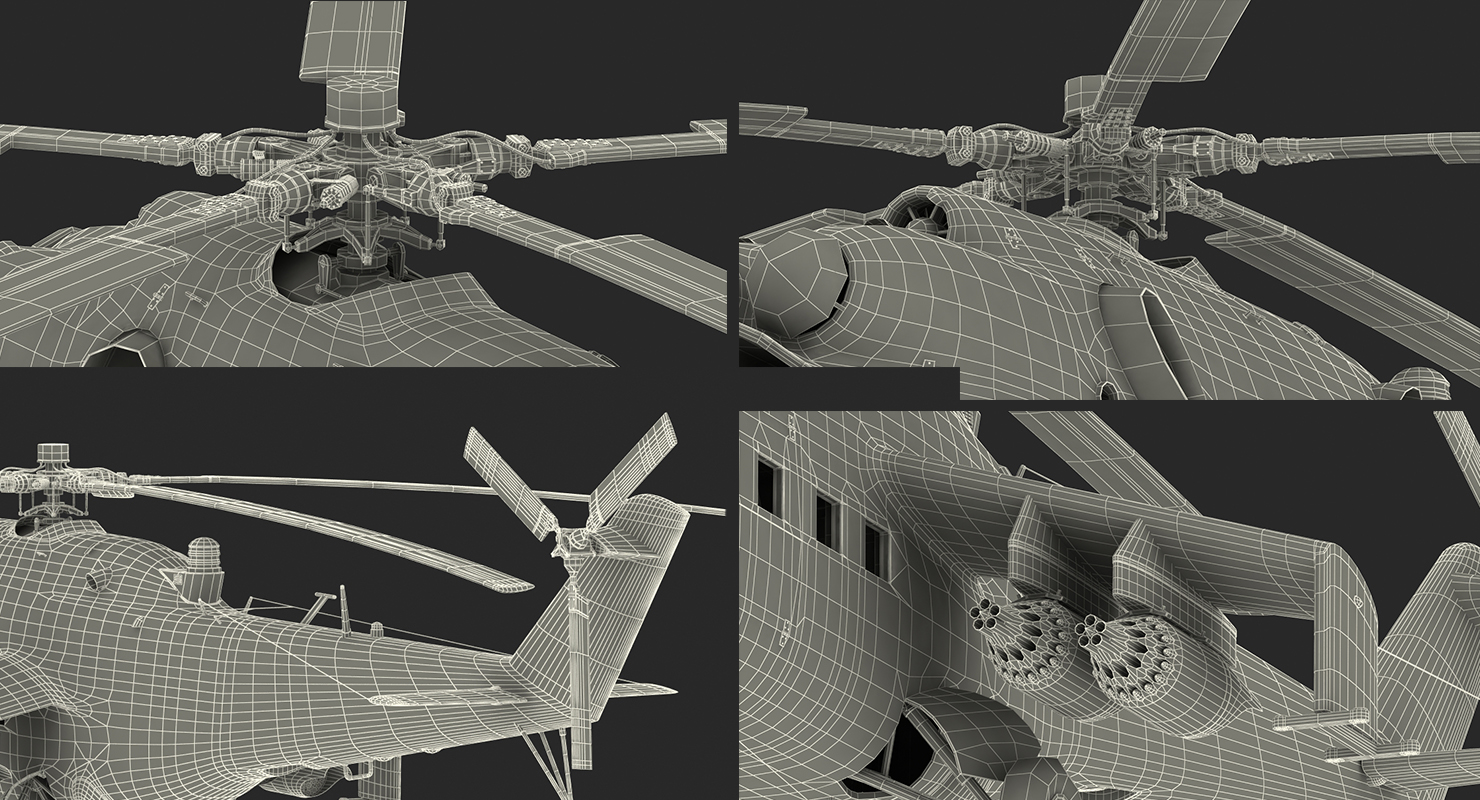 3D model Russian Attack Helicopter Mil Mi 24B Rigged 2