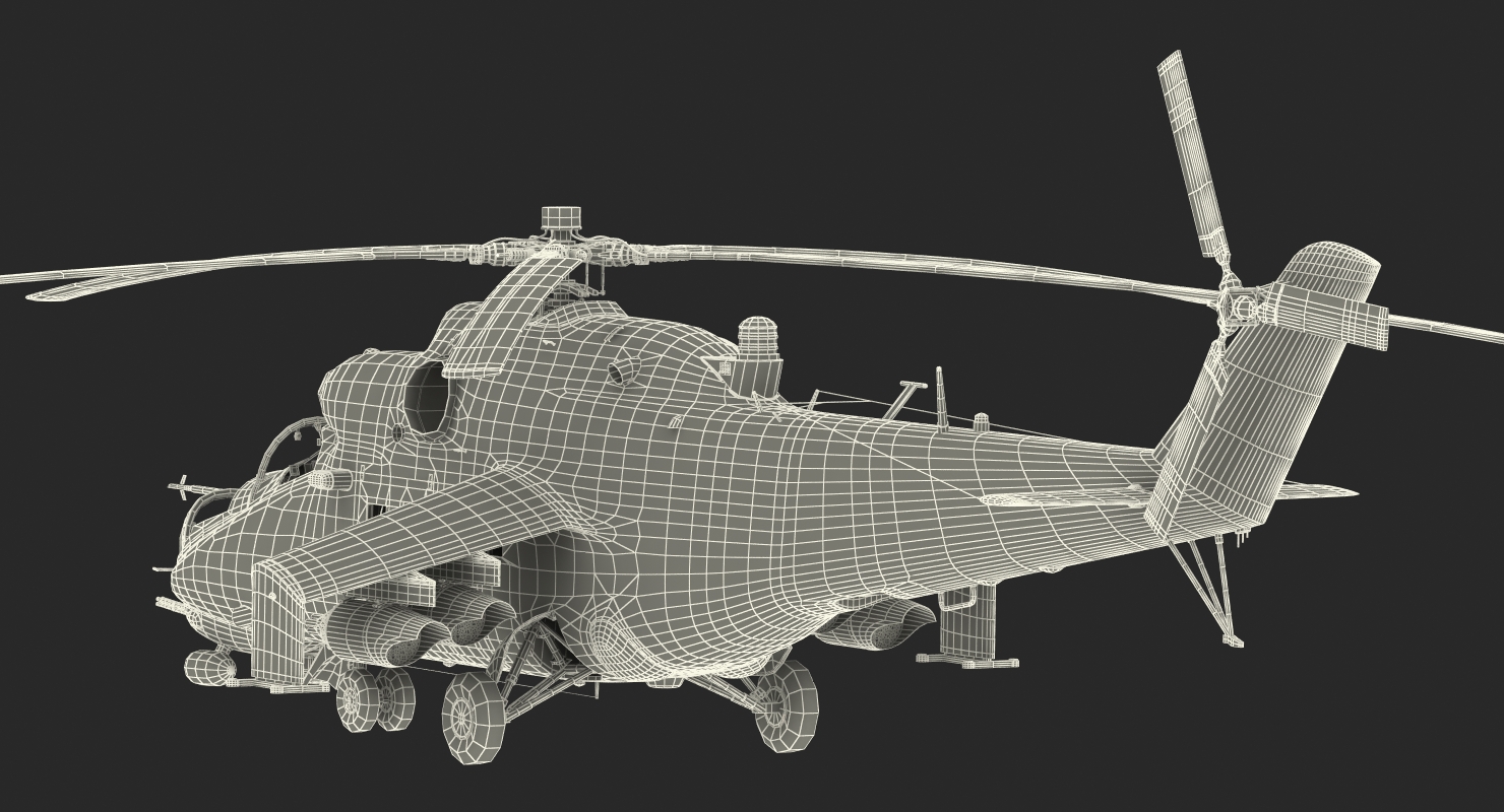 3D model Russian Attack Helicopter Mil Mi 24B Rigged 2