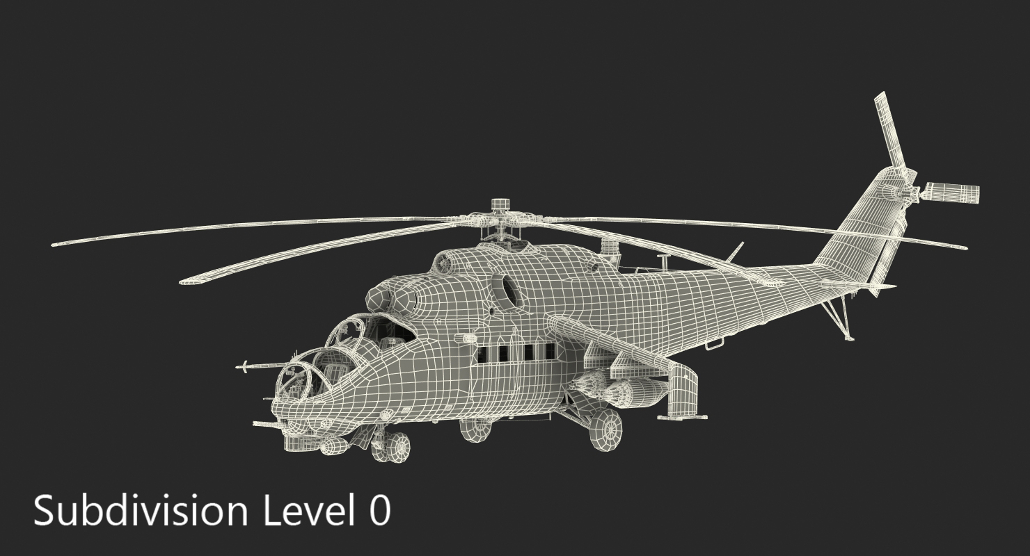 3D model Russian Attack Helicopter Mil Mi 24B Rigged 2