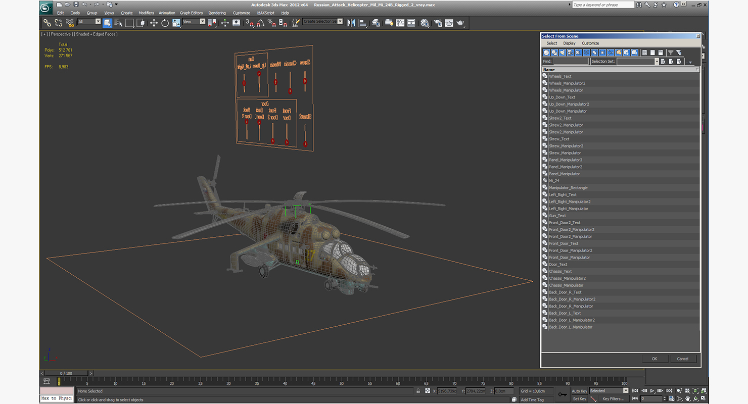 3D model Russian Attack Helicopter Mil Mi 24B Rigged 2