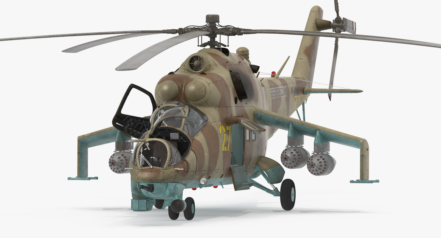 3D model Russian Attack Helicopter Mil Mi 24B Rigged 2