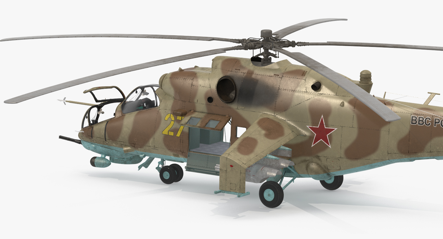 3D model Russian Attack Helicopter Mil Mi 24B Rigged 2