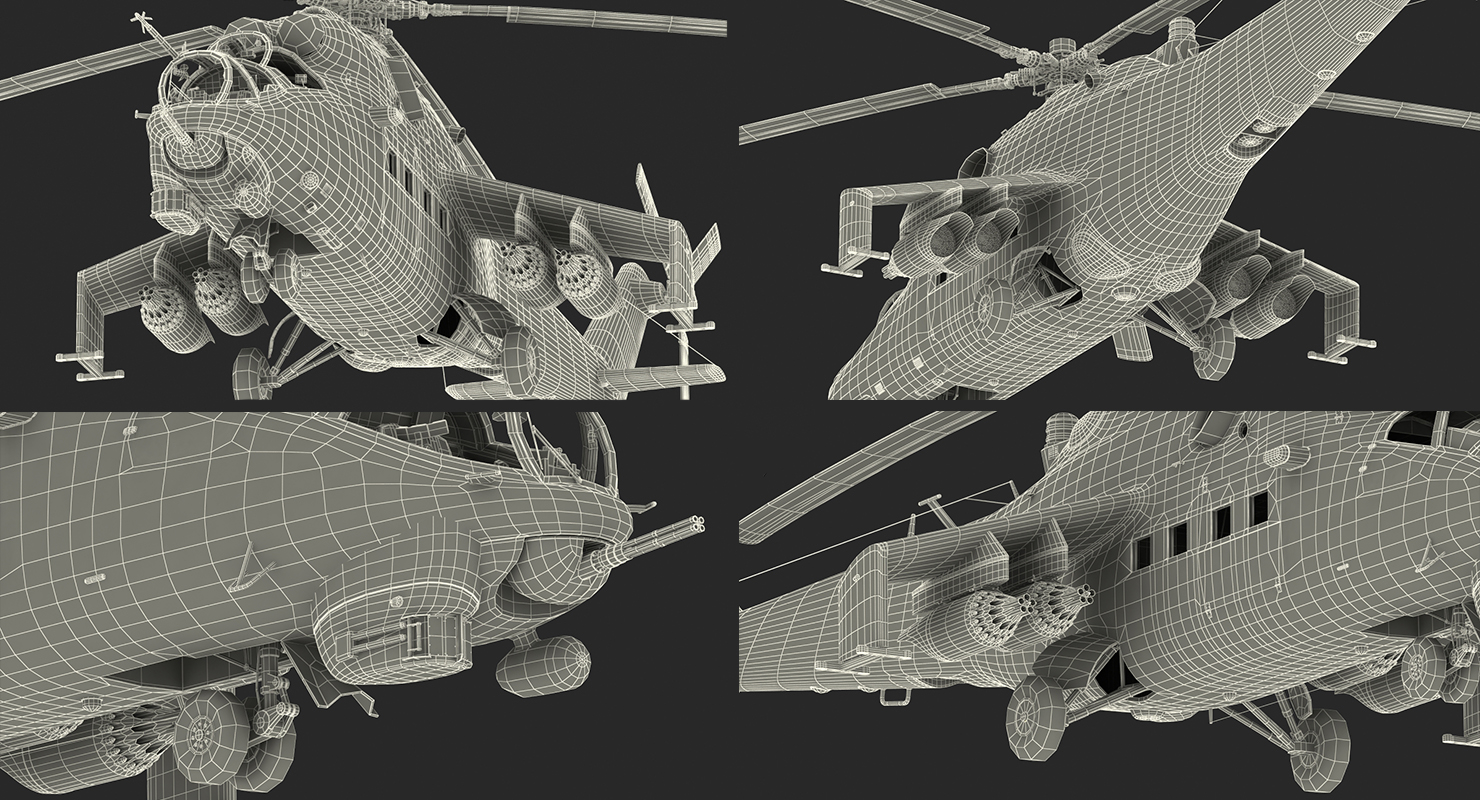 3D model Russian Attack Helicopter Mil Mi 24B Rigged 2