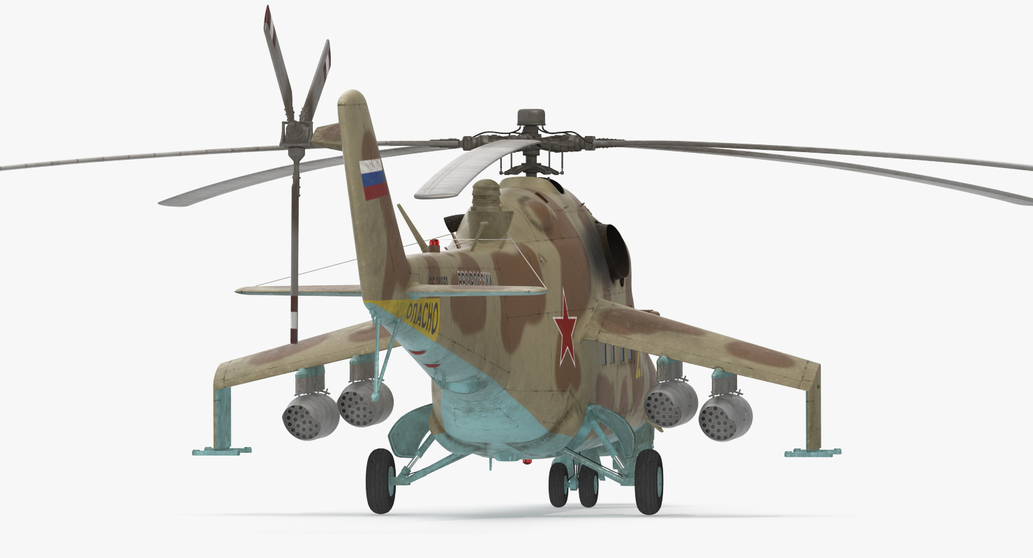 3D model Russian Attack Helicopter Mil Mi 24B Rigged 2