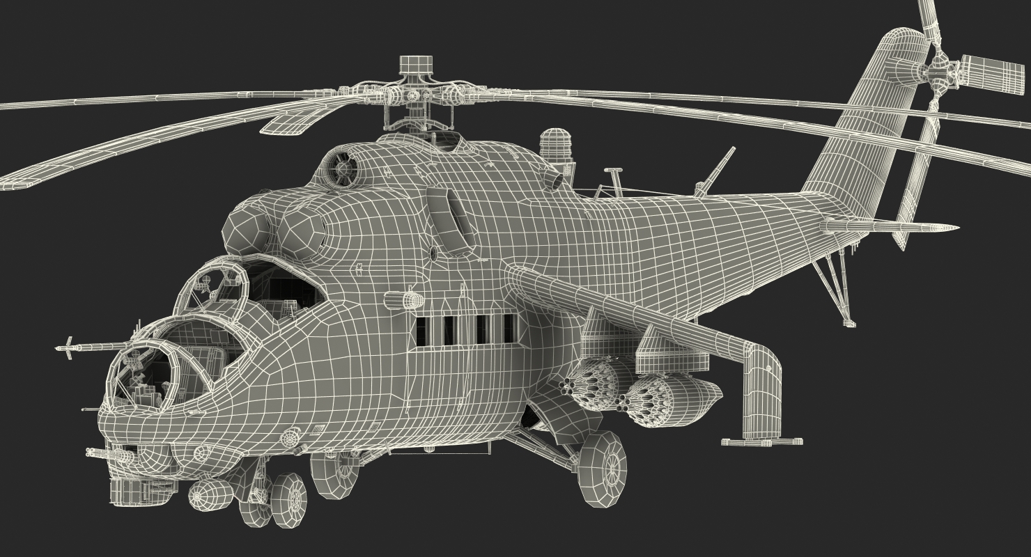 3D model Russian Attack Helicopter Mil Mi 24B Rigged 2