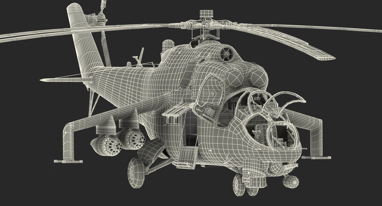 3D model Russian Attack Helicopter Mil Mi 24B Rigged 2