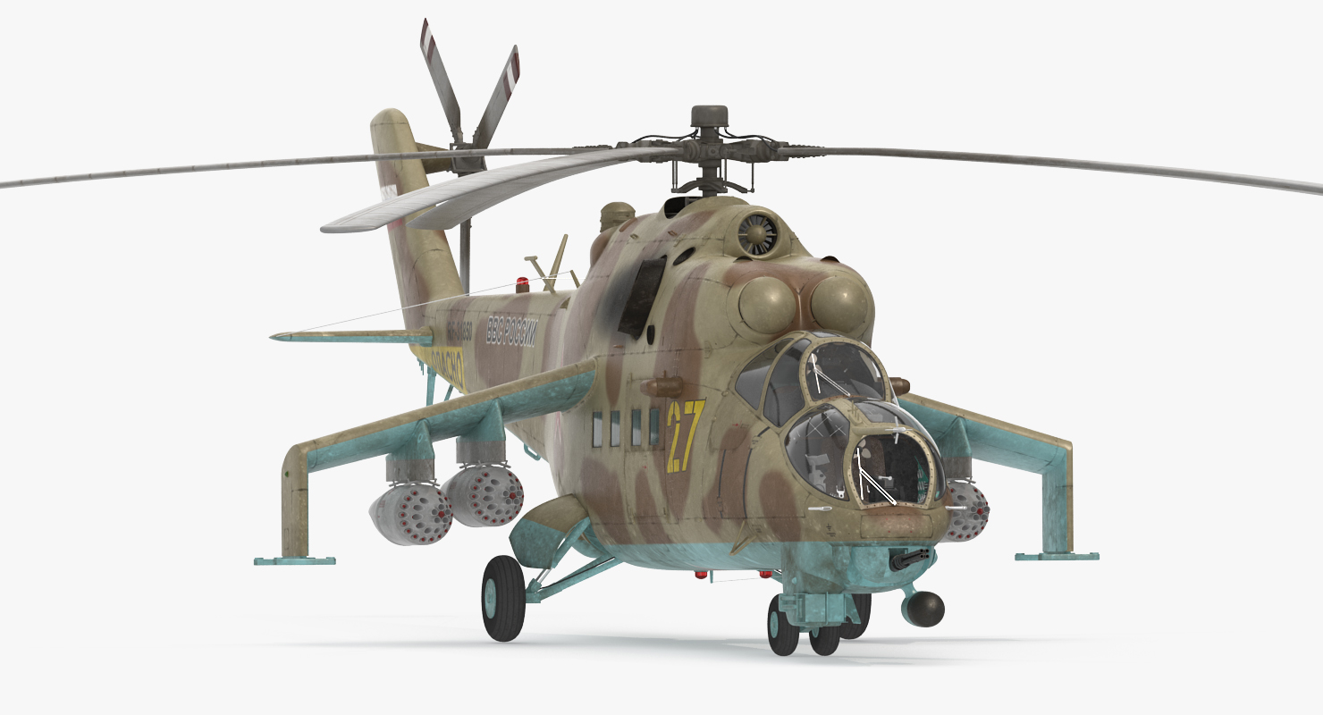 3D model Russian Attack Helicopter Mil Mi 24B Rigged 2