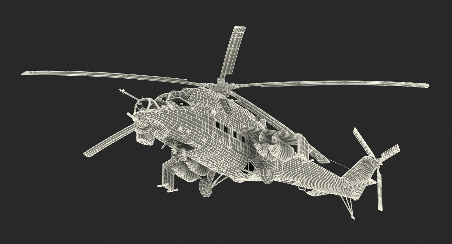 3D model Russian Attack Helicopter Mil Mi 24B Rigged 2