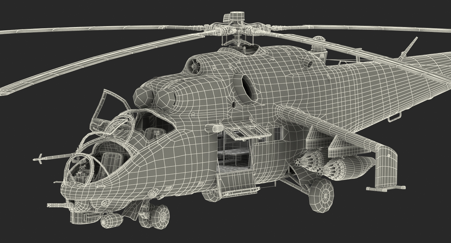 3D model Russian Attack Helicopter Mil Mi 24B Rigged 2