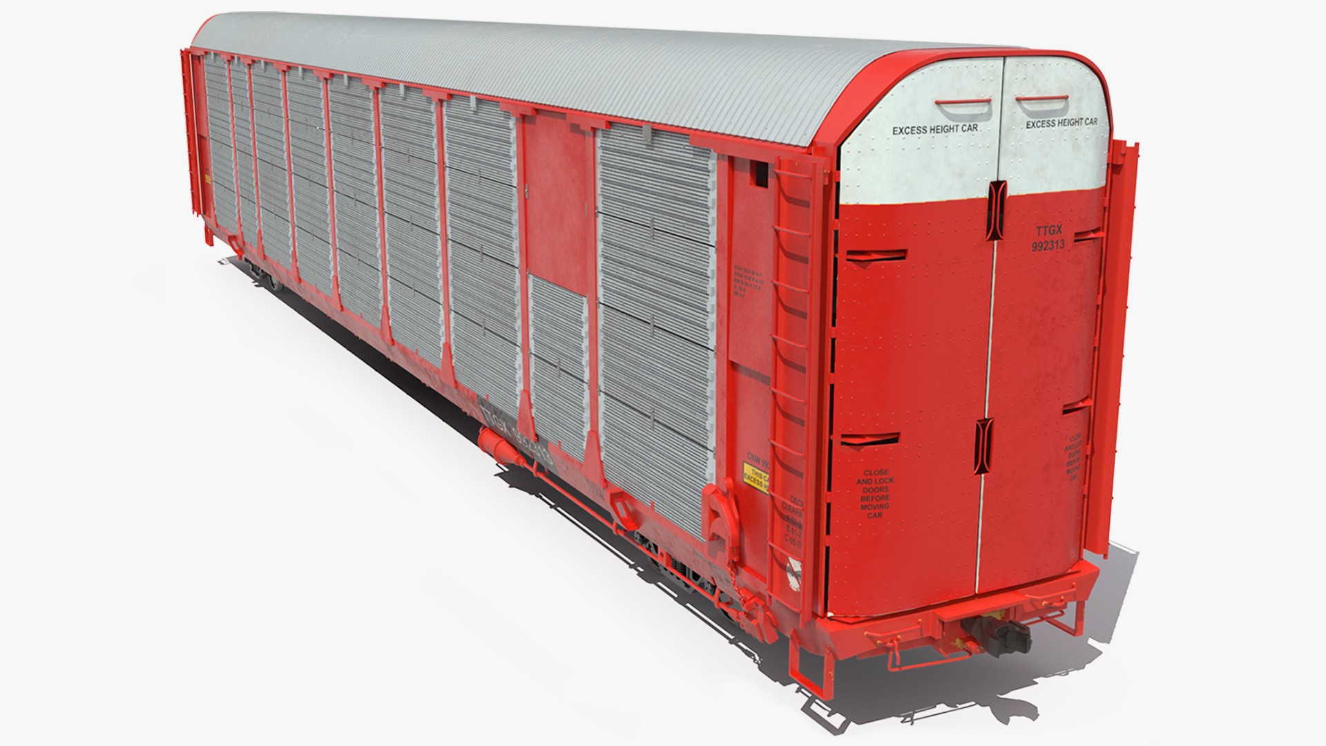 3D model Generic Tri Level Autorack Train Car Red