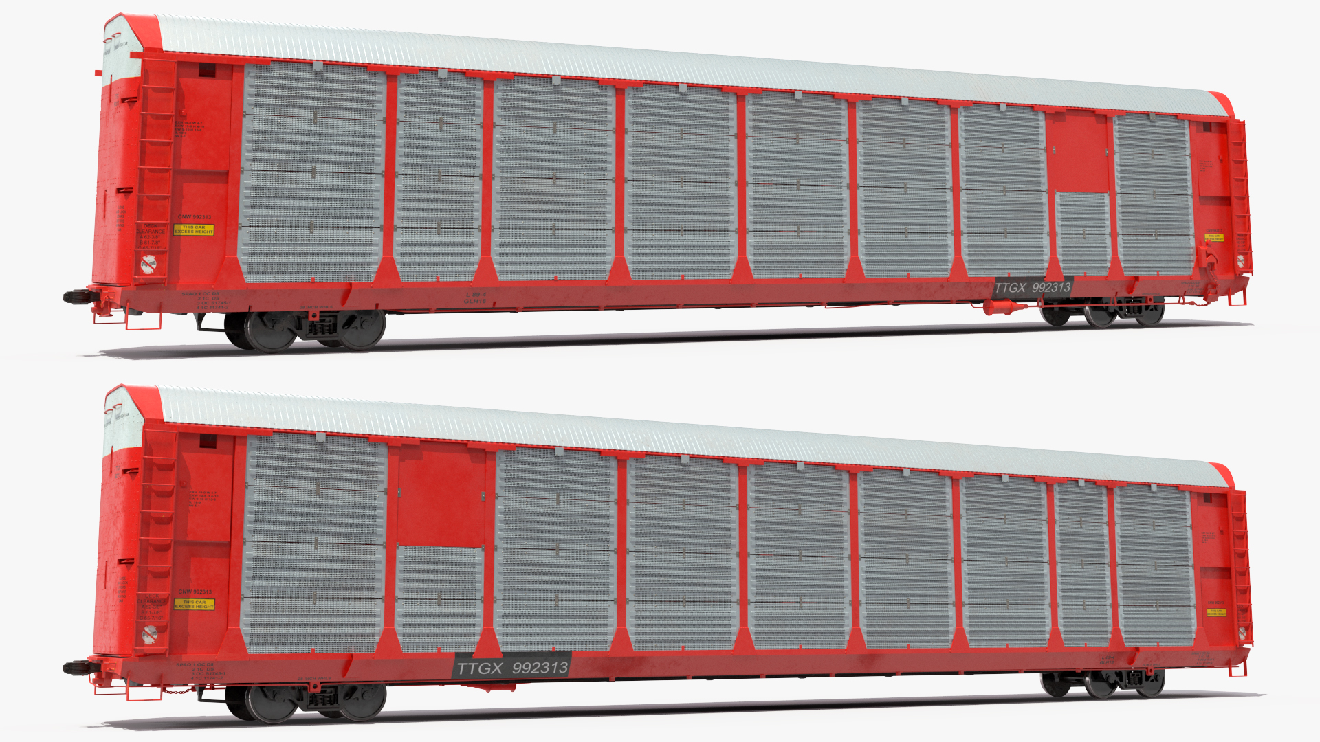 3D model Generic Tri Level Autorack Train Car Red