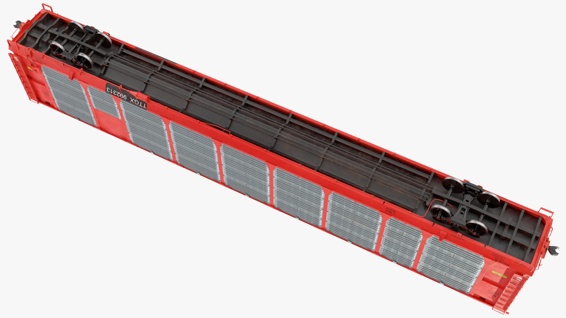 3D model Generic Tri Level Autorack Train Car Red