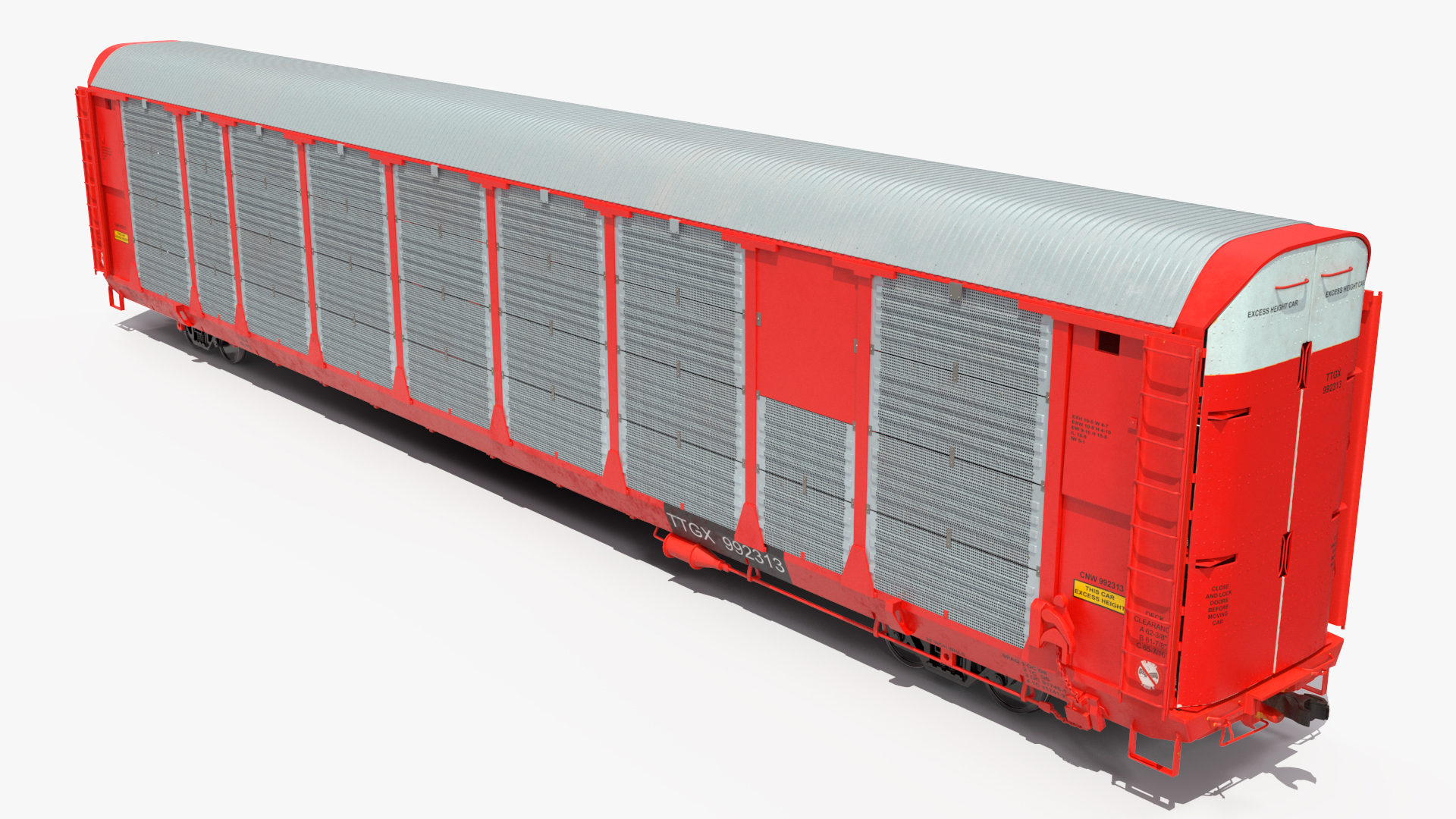 3D model Generic Tri Level Autorack Train Car Red