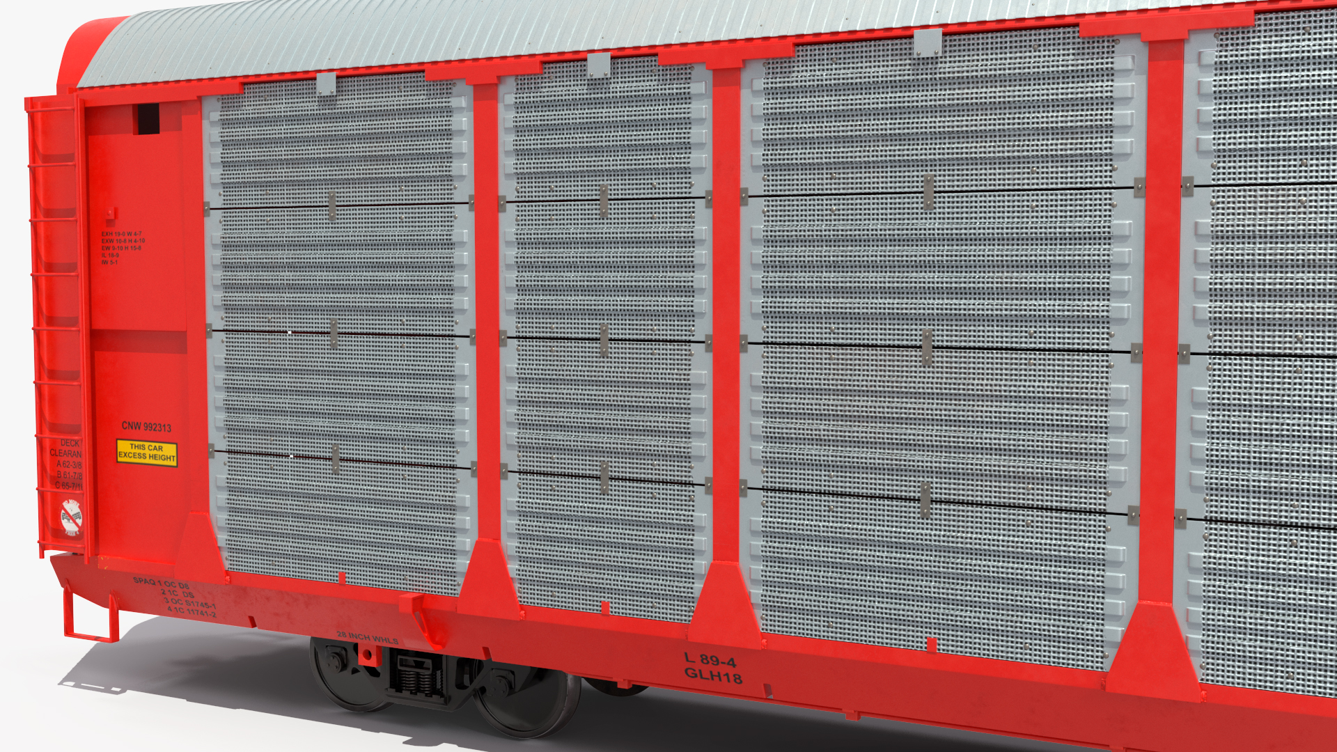 3D model Generic Tri Level Autorack Train Car Red