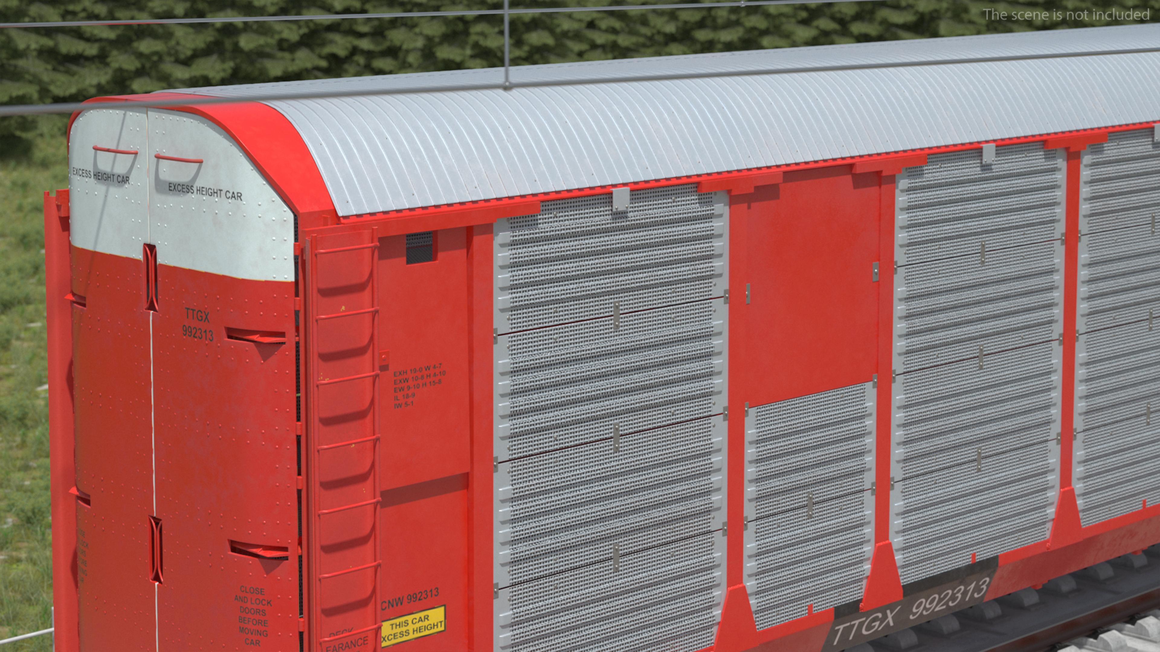 3D model Generic Tri Level Autorack Train Car Red