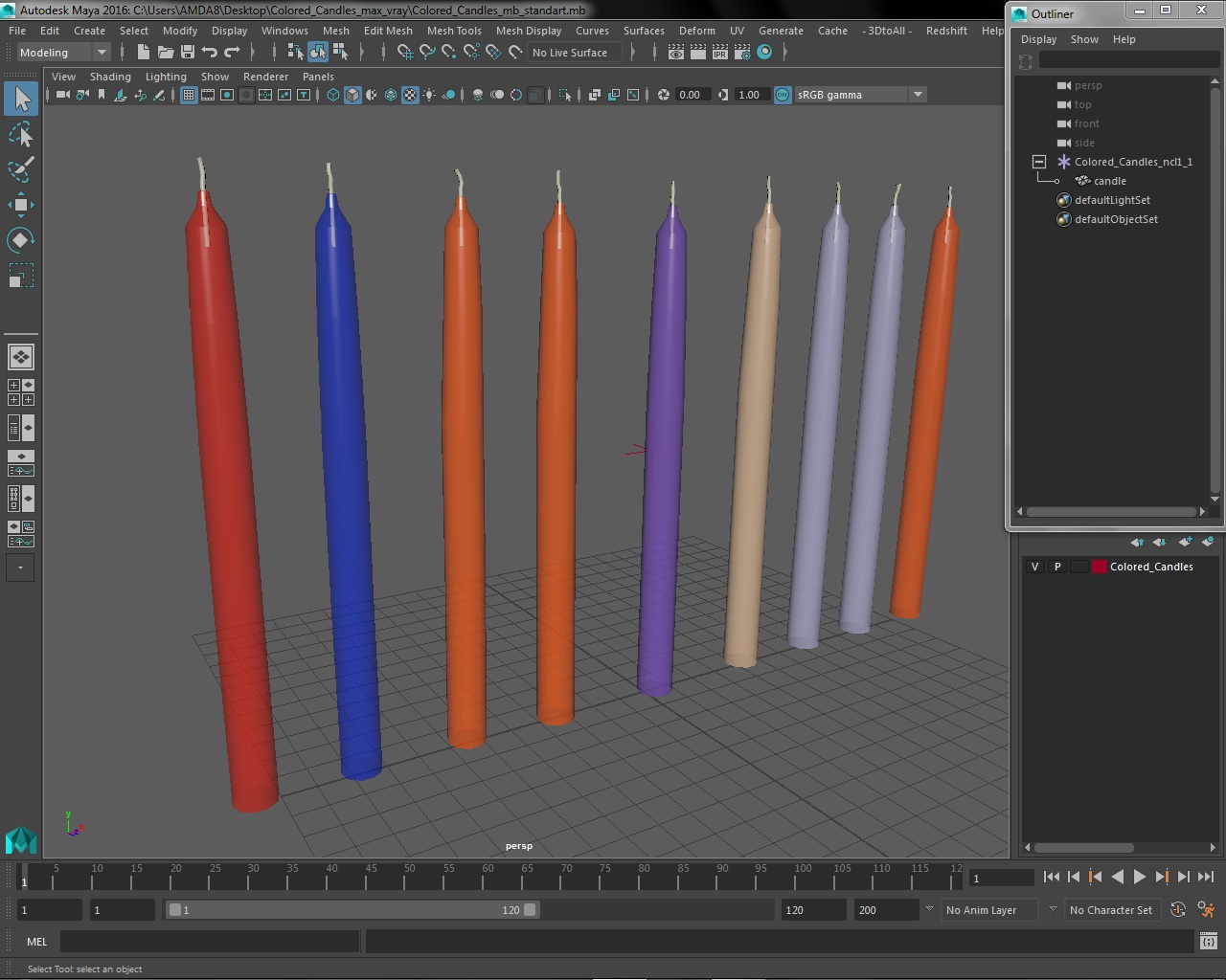 3D model Colored Candles