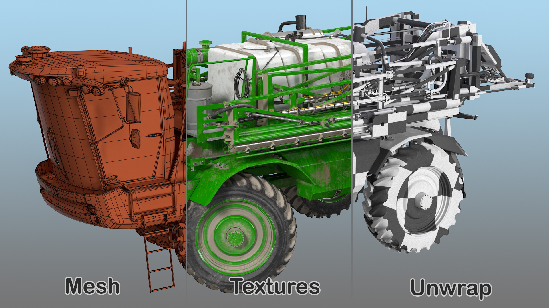 3D model Self Propelled Crop Sprayer Dirty Rigged