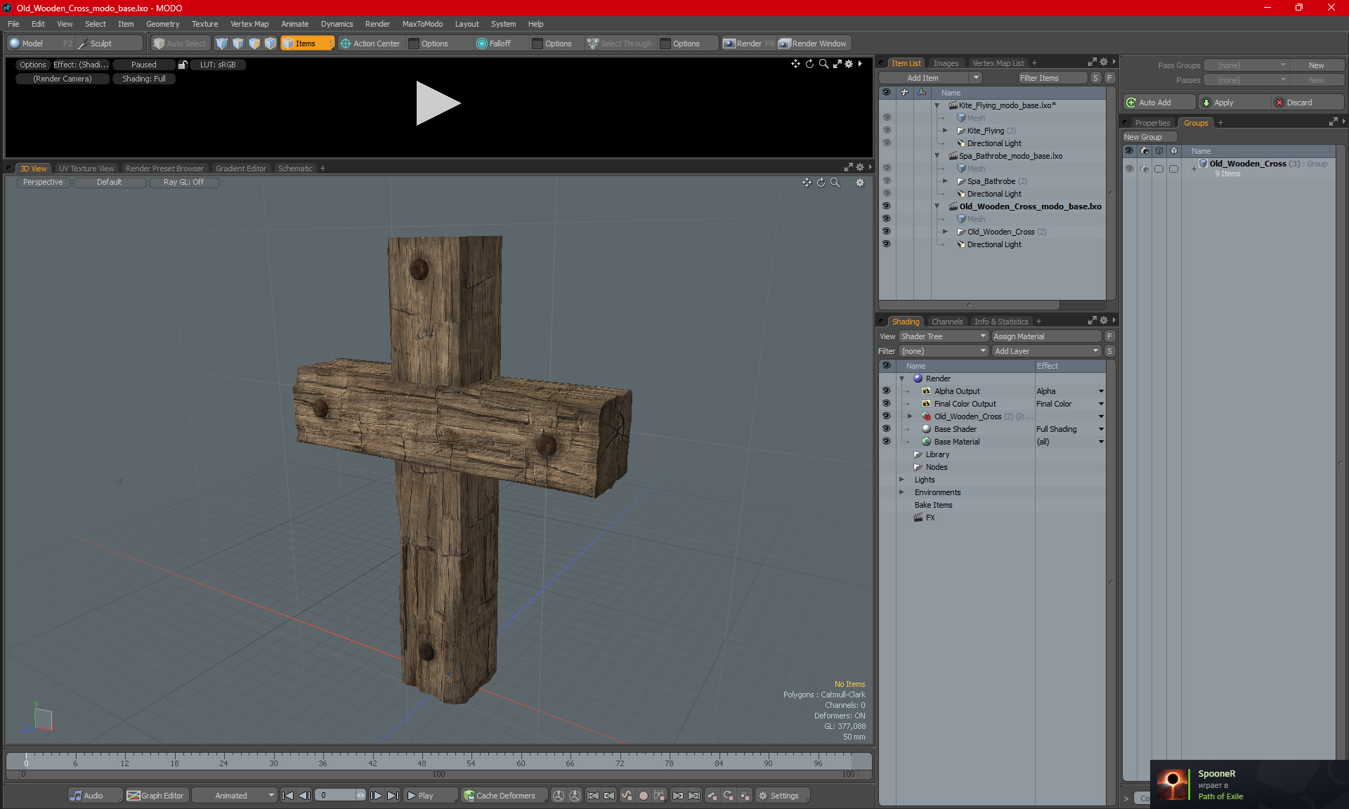 3D Old Wooden Cross