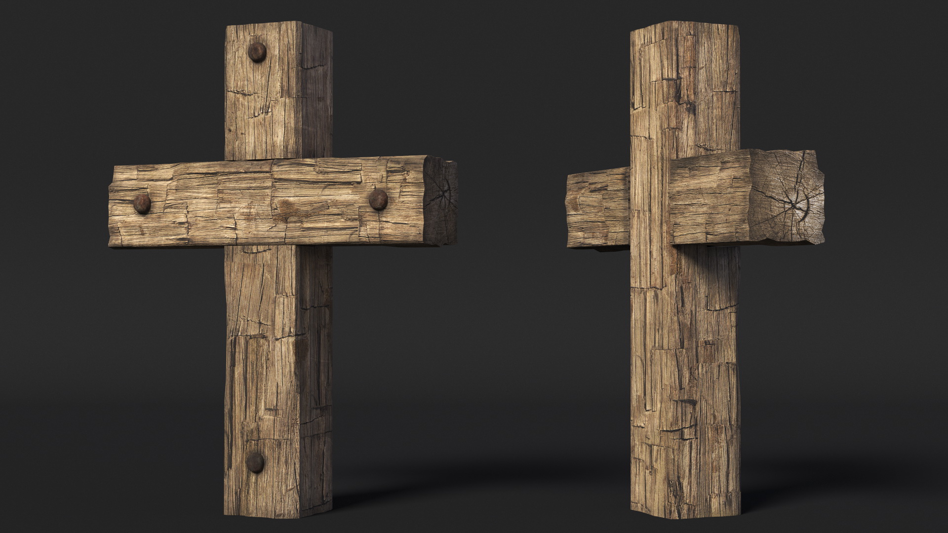 3D Old Wooden Cross