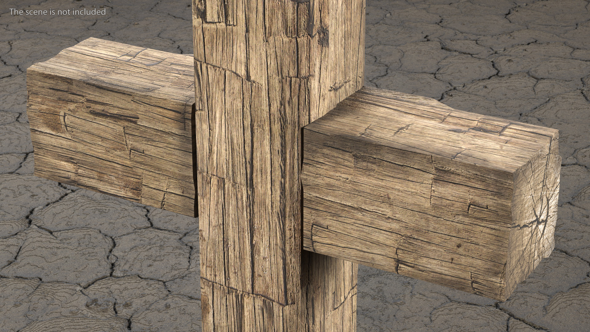 3D Old Wooden Cross