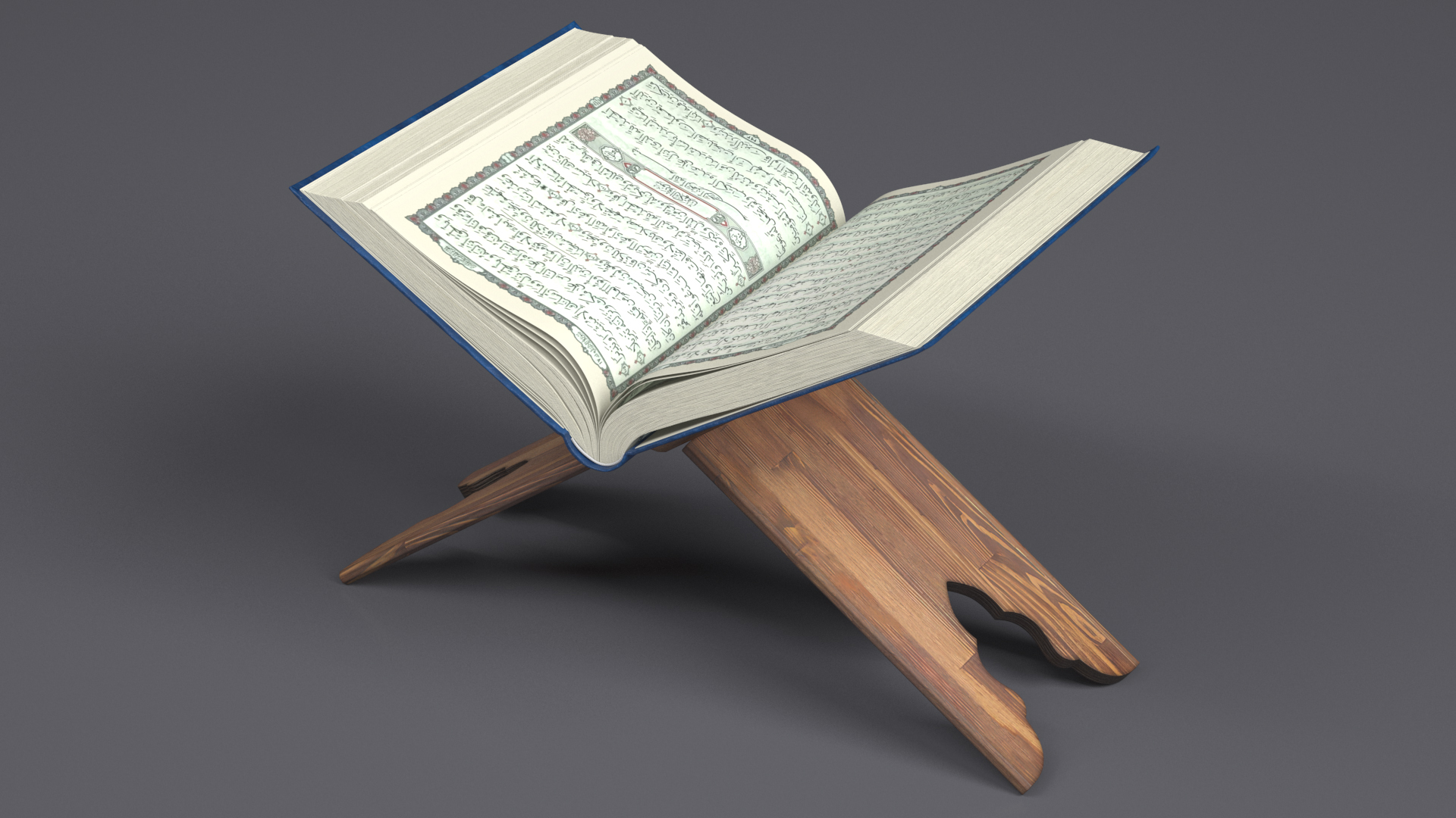 Holy Quran on Stand Blue Open 3D model